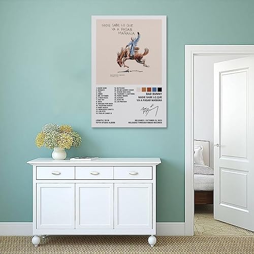 Miniatura 3 de Póster Bad Poster de Bunny Nadie Sabe Lo Que Va A Pasar Mañana - Póster de cubierta de álbum de música para habitación, lienzo estético para