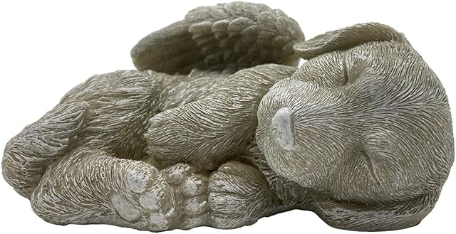 Garden & Home Decor  Dog Memorial Statue - Hand Painted 16cm Sleeping Angel Puppy Figurine - Pet Remembrance Ornament with Intricate Detail - Frost and Fade Resistant Dogs Loss Lawn Sculpture Gift