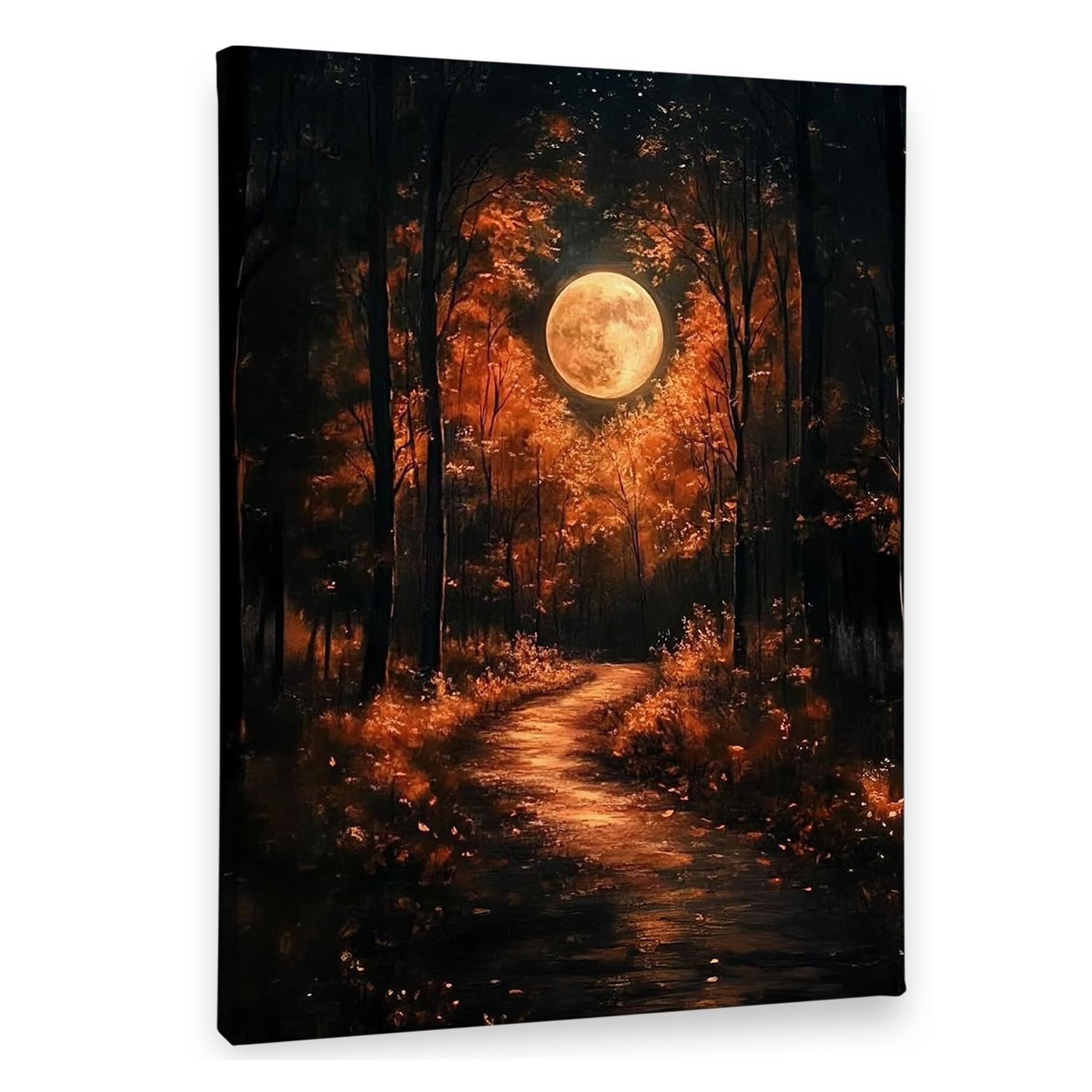 MQXFCZUX Wall-Art with Full Moon - Mystical Gothic Nature Scene, Moody Landscape Decor for Bedroom or Living Room Framed,12x18inch(30x45cm)