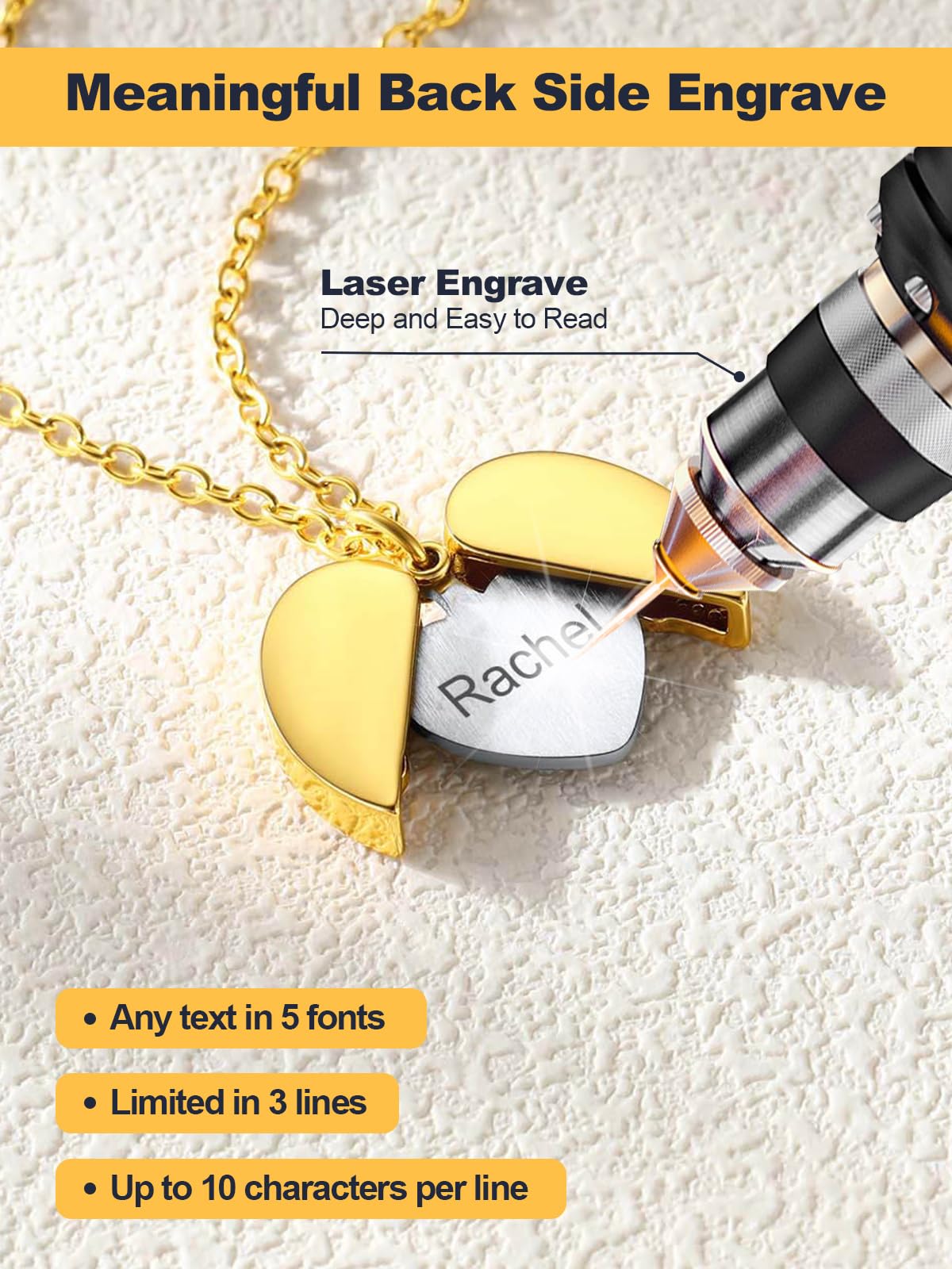 U7 Collana da Donna con Ciondolo Cuore Ali Apribile Personalizzata con Foto in Acciaio Inossidabile 316L Ciondolo Portafoto con Catena 51cm+5cm Regalo per Donna Mamma Compleanno Natale