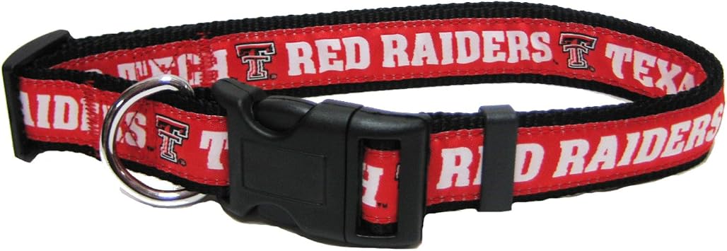 Pets First Collegiate PET Collar NEW VERSION Texas Tech Red Raiders Dog Collar, Size Medium. Best Sports Team Color for Dogs & Cats. A Shiny & Colorful Dog & Cat Collar Licensed by The NCAA