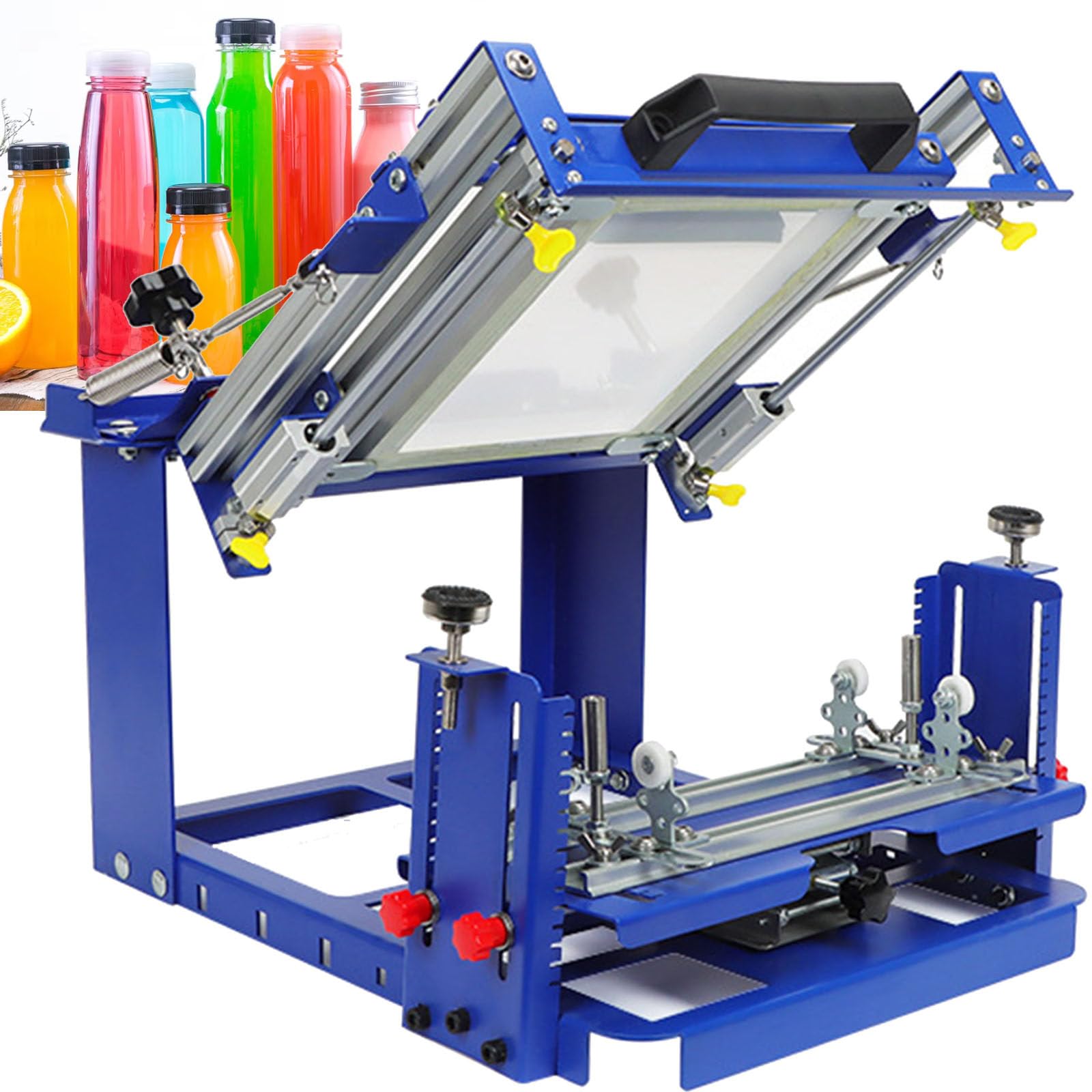 Gebogene zylindrische Siebdruckmaschine, Siebdruckmaschine für Zylinder mit 80 mm Durchmesser, Push-Pull-Struktur mit verstellbarem hinterem Hauptrahmen