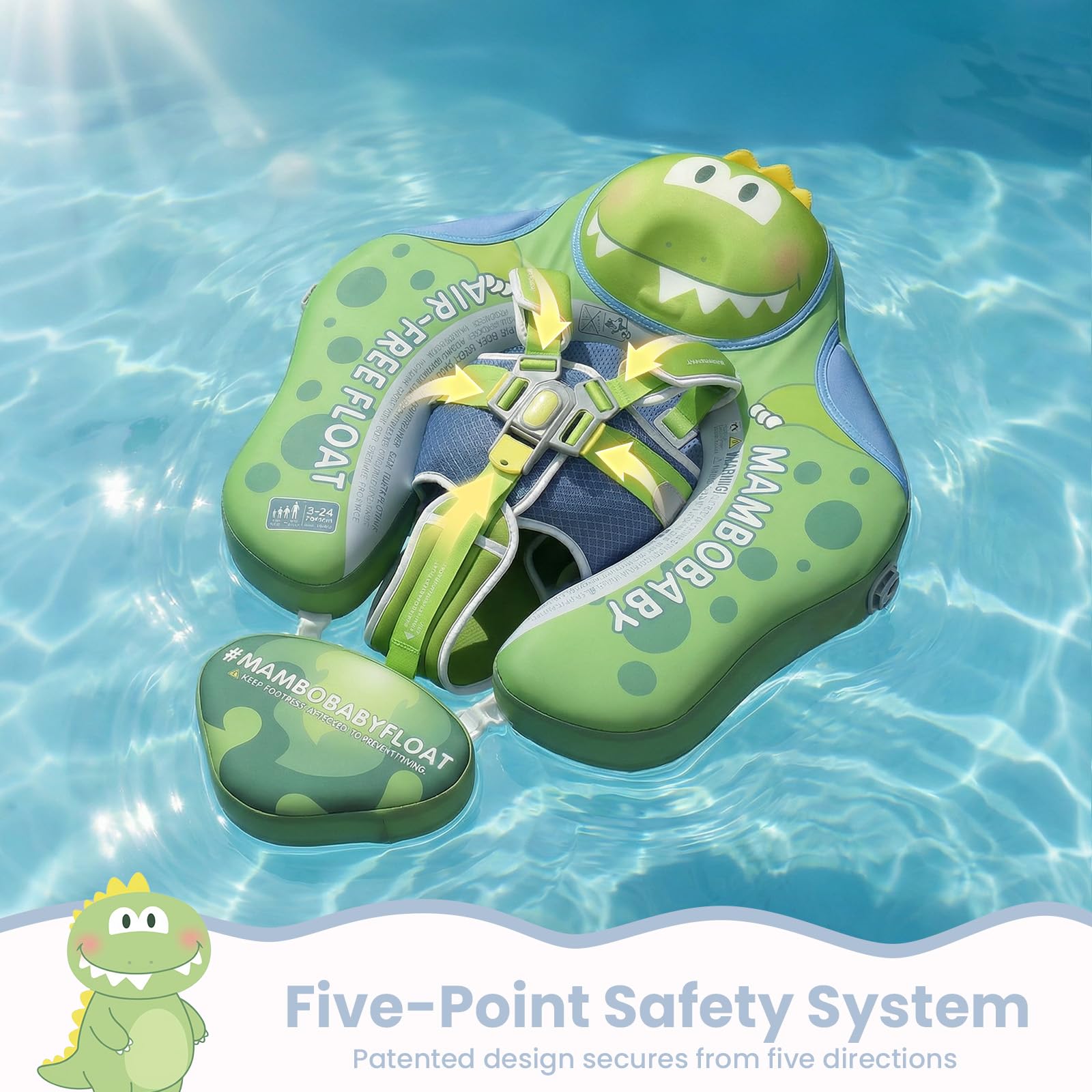 Mambobaby No-Flip Baby Pool Float with Canopy & Tail Non-Inflatable Swim Float for Infants Pearl-Foam - Image 7