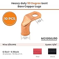 Vista 121 de SELTERM - 2 terminales de anillo resistentes para cable de batería, calibre 4 AWG, pernos de 3/8 pulgadas, terminales de calibre 4, ojales de cobre