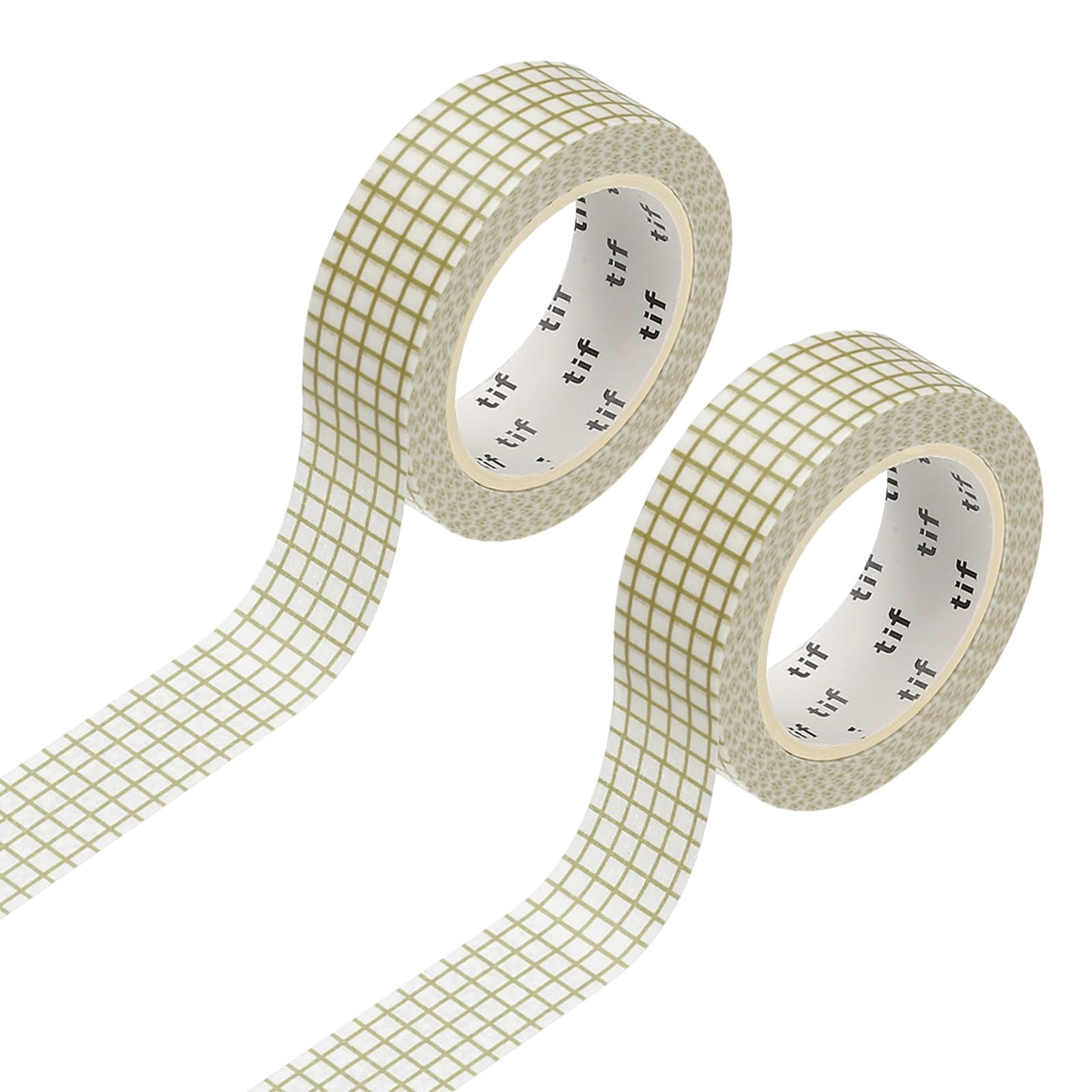 sourcing map 2 Rolls Grid Washi Tape, 0.6 Inch x 11 Yards Decorative Tape Colored Masking Tapes Crafting Supplies for DIY Crafts, Gift Wrapping, Scrapbook, Party Decorations, Light Tea Color