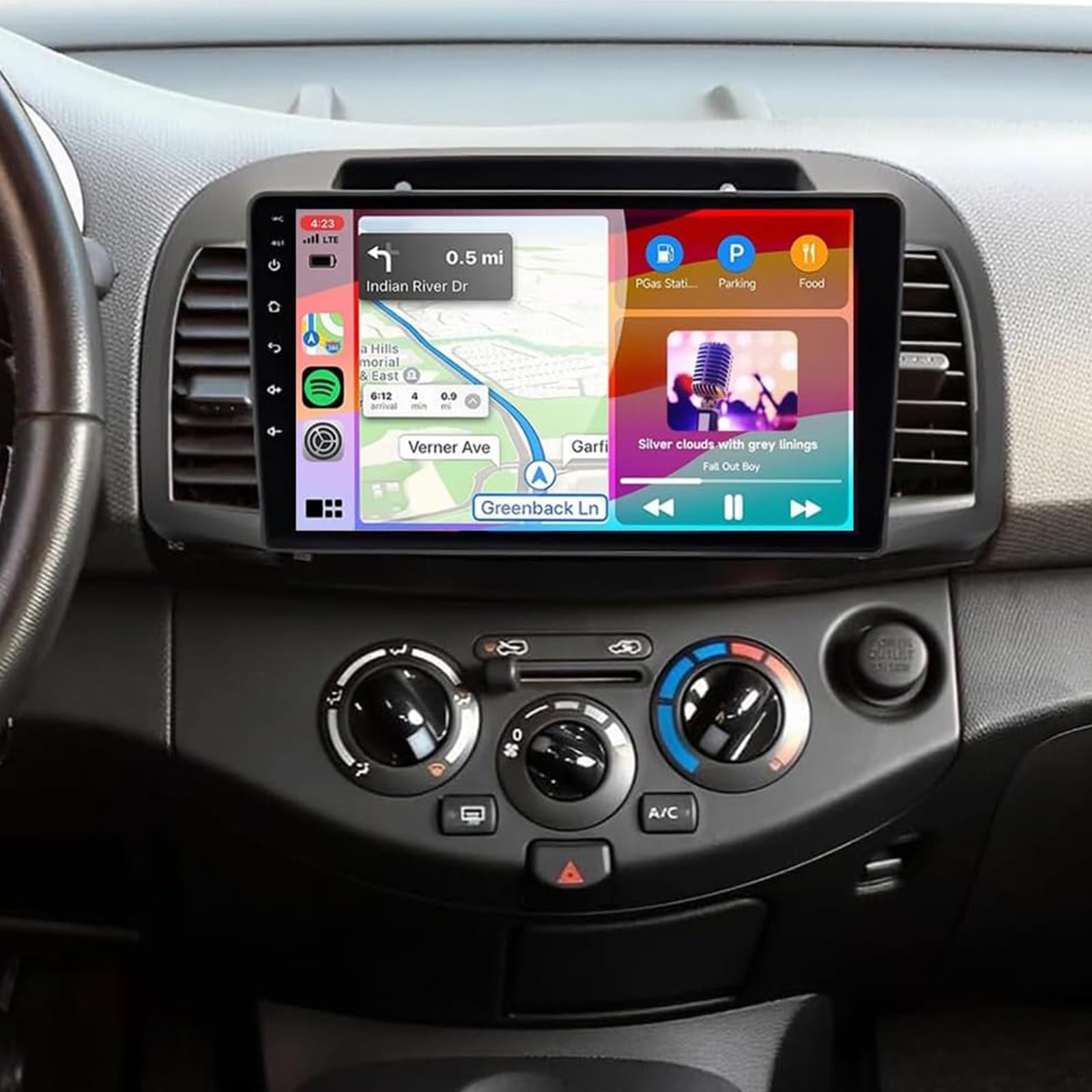 Android Car Radio For Nis-san Micra 3 K12 2002-2009 Wireless Carplay Android Auto, 9-inch Incell Touchscreen Radio GPS Navigation WiFi Mirror Link Bluetooth FM/RDS/EQ/USB/SWC Rear(Color:8 Core 8+128G)