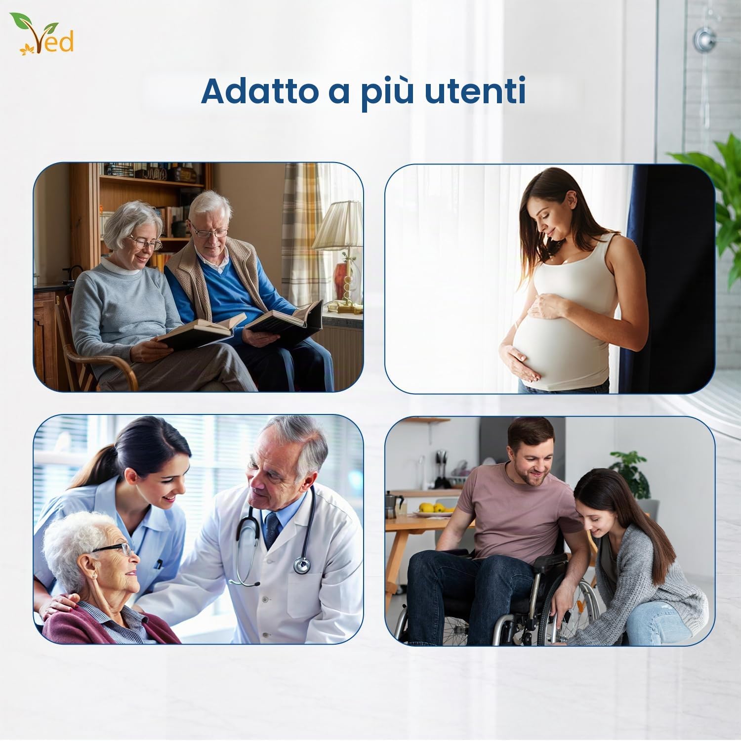 Sedia da doccia VED Stool, sedia da doccia pieghevole per vasca da bagno, sedile da bagno portatile con gambe in alluminio resistenti, regolabile con schienale per bagno.