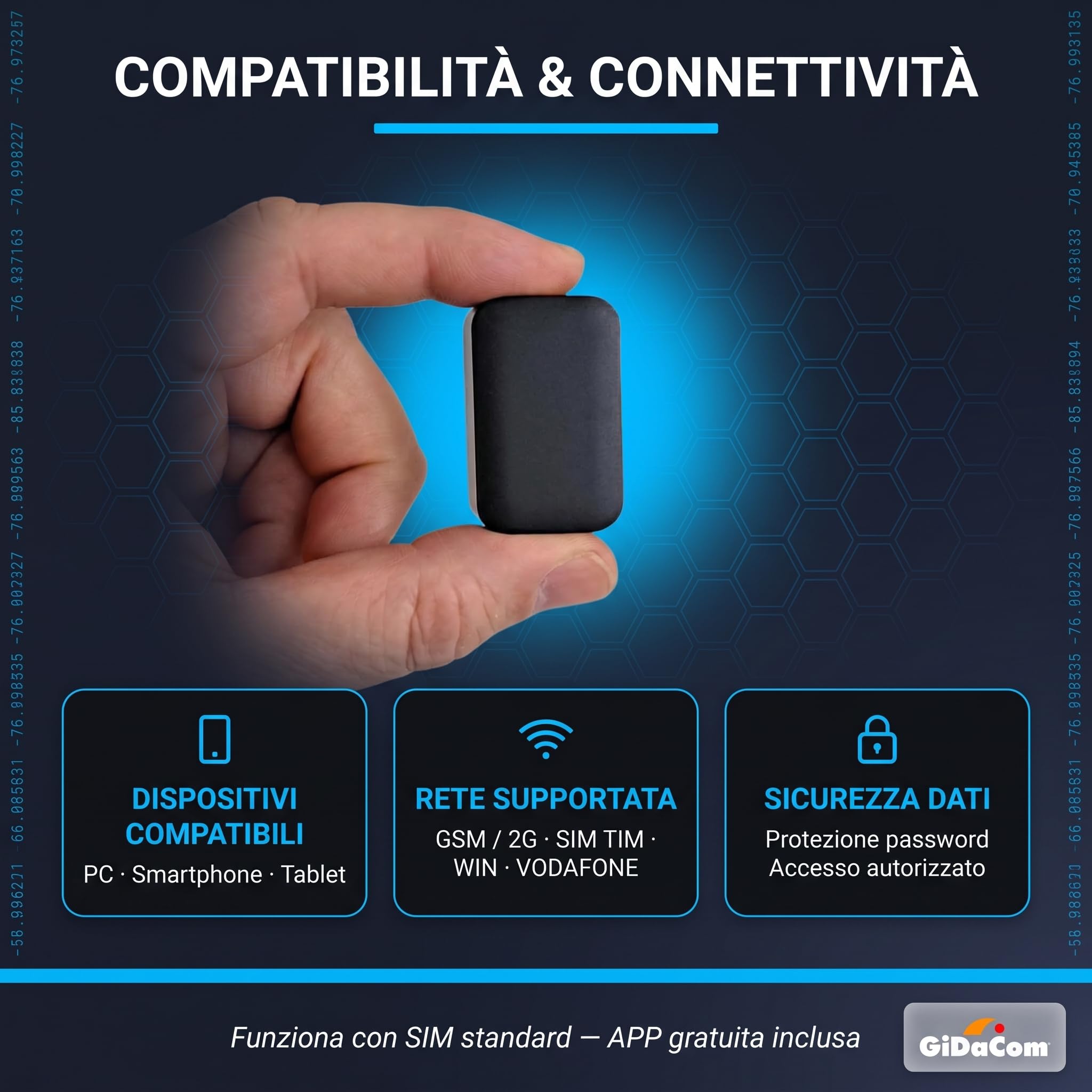 Microspia Audio GSM con Localizzatore GPS Real Time - Registratore Vocale Professionale Distanza - Batteria 48 Cimice Spia Ascolto Remoto - Antifurto Satellitare (CipherNode G-3s)