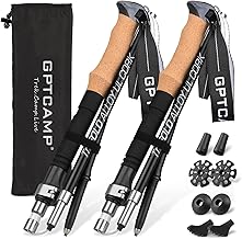 Bastón de Nordic Walking GPTCAMP, TPZ-1, 2 piezas de bastones plegables de senderismo con bloqueo rápido de metal, mango de corcho, bastones de trekking ligeros de aluminio 7075 para senderismo de mujeres y hombres mayores