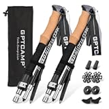 GPTCAMP Nordic Walking Stick, TPZ-1, 2pc Folding Collapsible Hiking Poles with Metal Quick Lock, Cork Handle, Lightweight 7075 Aluminum Trekking Poles for Seniors Women Men Hiking Gear