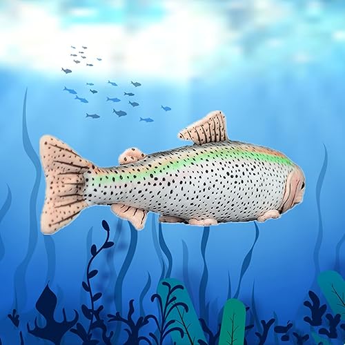 Miniatura 2 de Tiny Heart Juguete de peluche de trucha arcoíris de simulación, 16.53 pulgadas, suave trucha arco iris, juguete de peluche de pez, decoración de