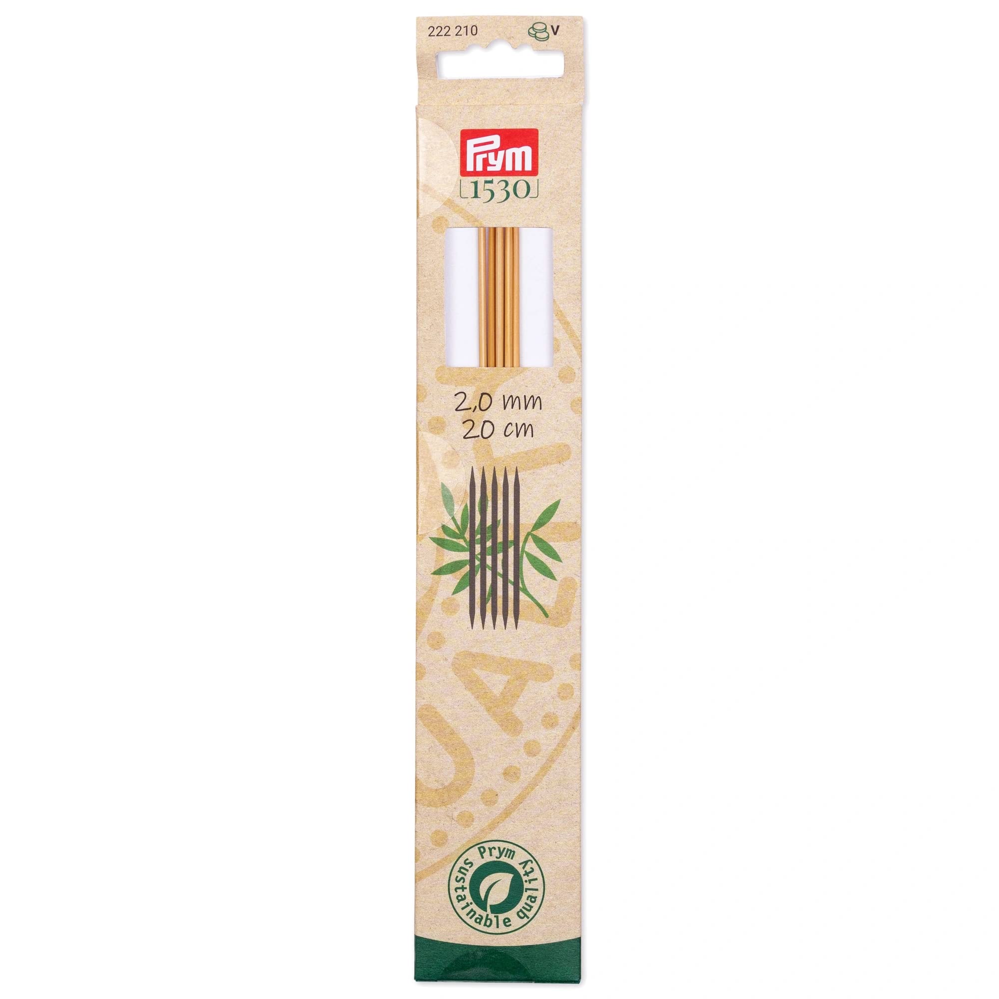 Prym - Prym 1530 Double-Pointed Bamboo (20cm, 2.00mm) Needle - 1 Unit