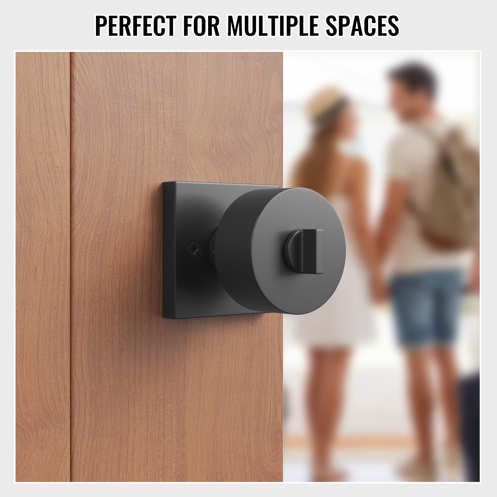 HOSOM Matte Black Door Knobs with Lock & Key -7