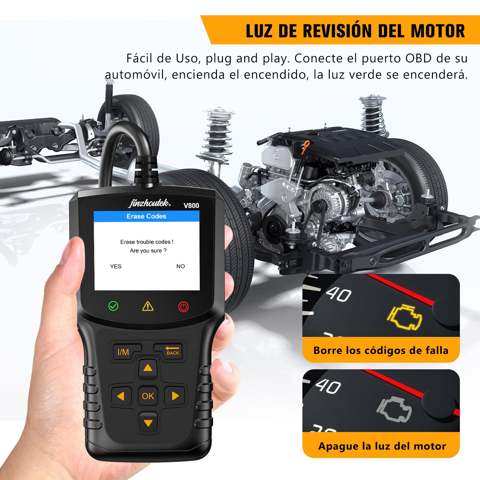 OBD2 Diagnosis Coche OBD Scanner: Máquina Diagnostico para Coche Multimarca- Lector Códigos Fallos Motor Autos Completas OBDII Funciones - Maquina Escaner Compatible BMW Mercedes Audi Vehículos OBDII