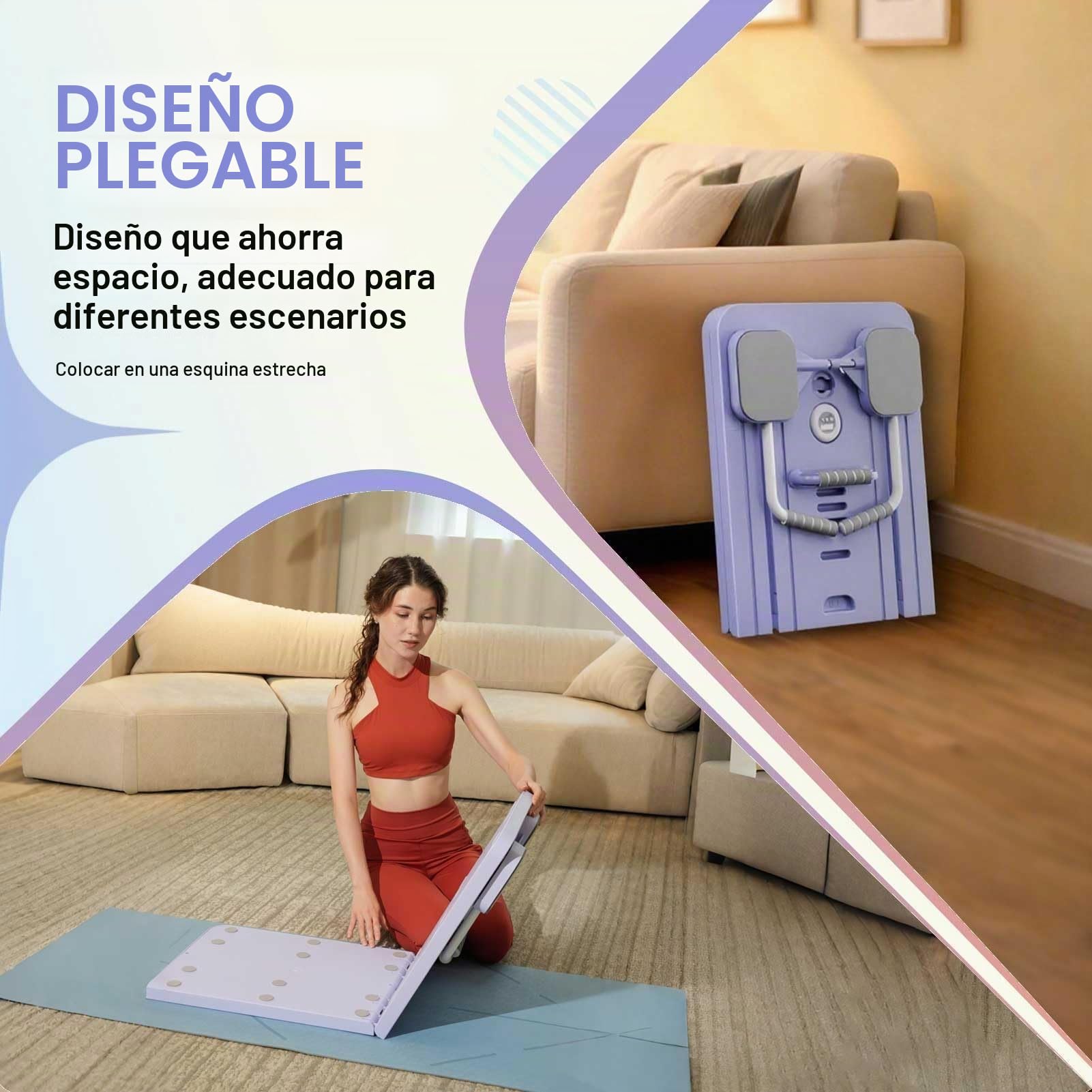Mini Pilates Reformer Kit con Barra de Pilate y Bandas de Resistencia, Pilates Board en Casa Tabla Pilate Multifuncional Equipo de Entrenamiento