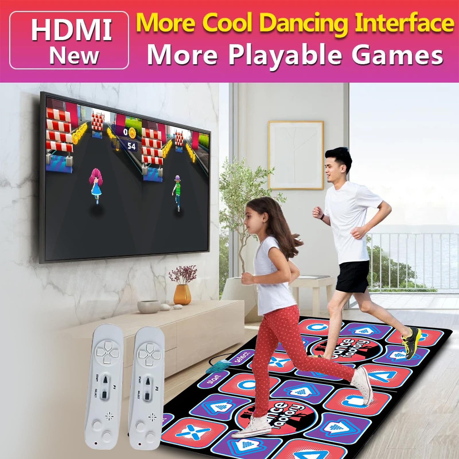 Tapis de Danse pour Enfants,Double Tapis de Danse pour TV,électronique avec Contrôleur sans Fil,Antidérapant,Double Tapis Musical Antidérapant pour Adultes et Tapis Musical Enfant 3 4 5 6 7 8 9 10+