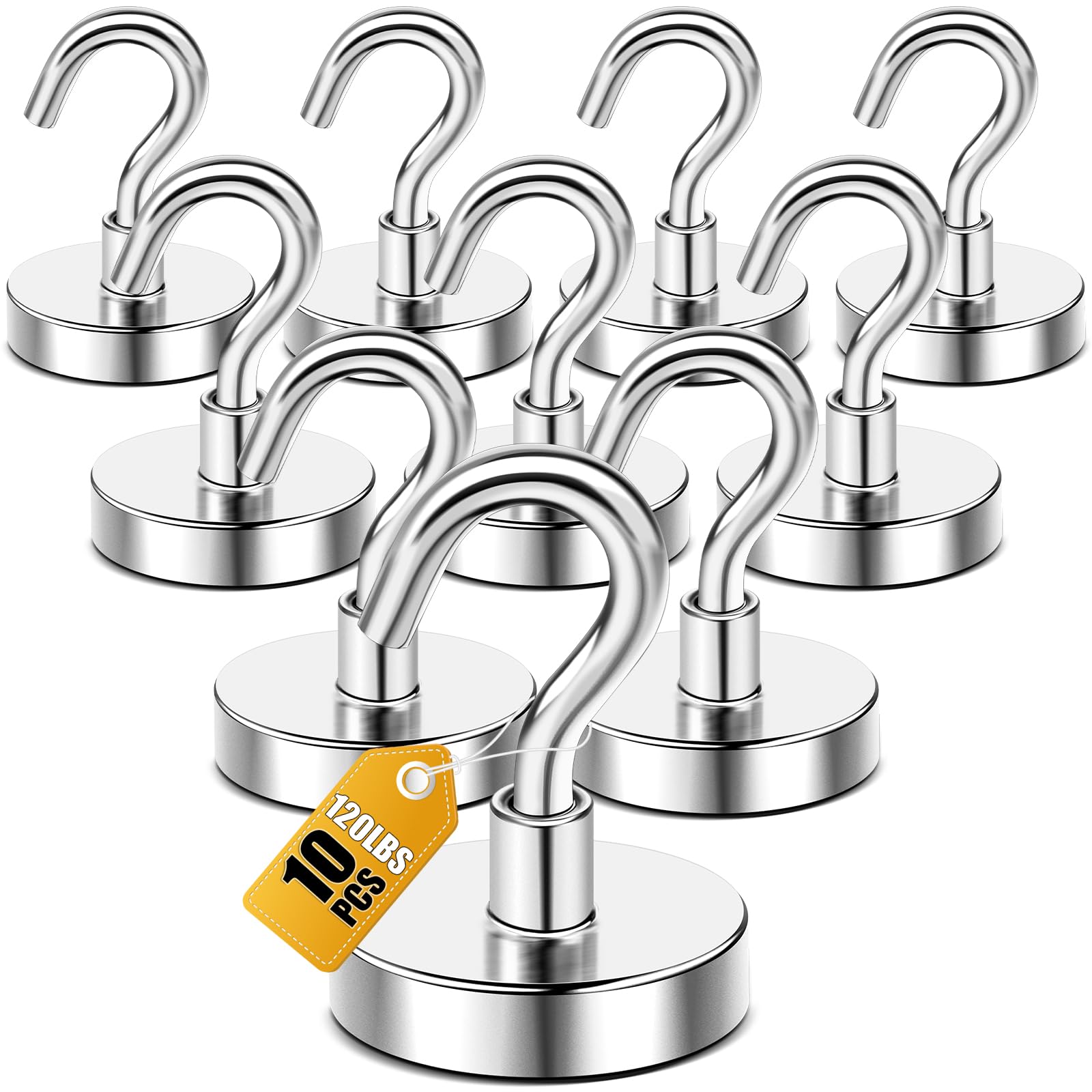 DIYMAG Magnetic Hooks, 120lbs Strong Magents 10 Pack for Cuise Cabins Ship