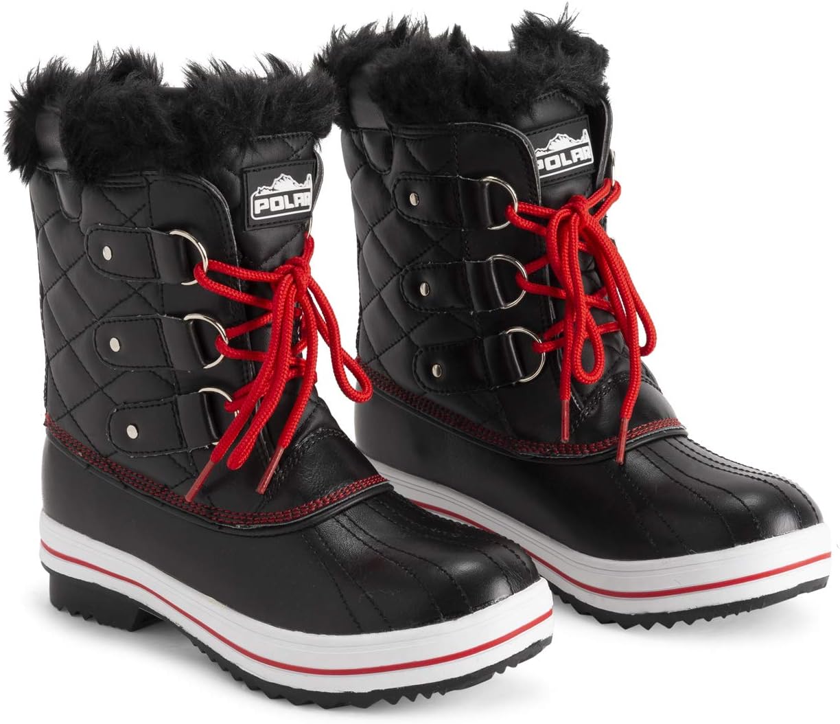 POLAR Womens Snow Boot Quilted Short Winter Snow Rain Warm Waterproof Boots