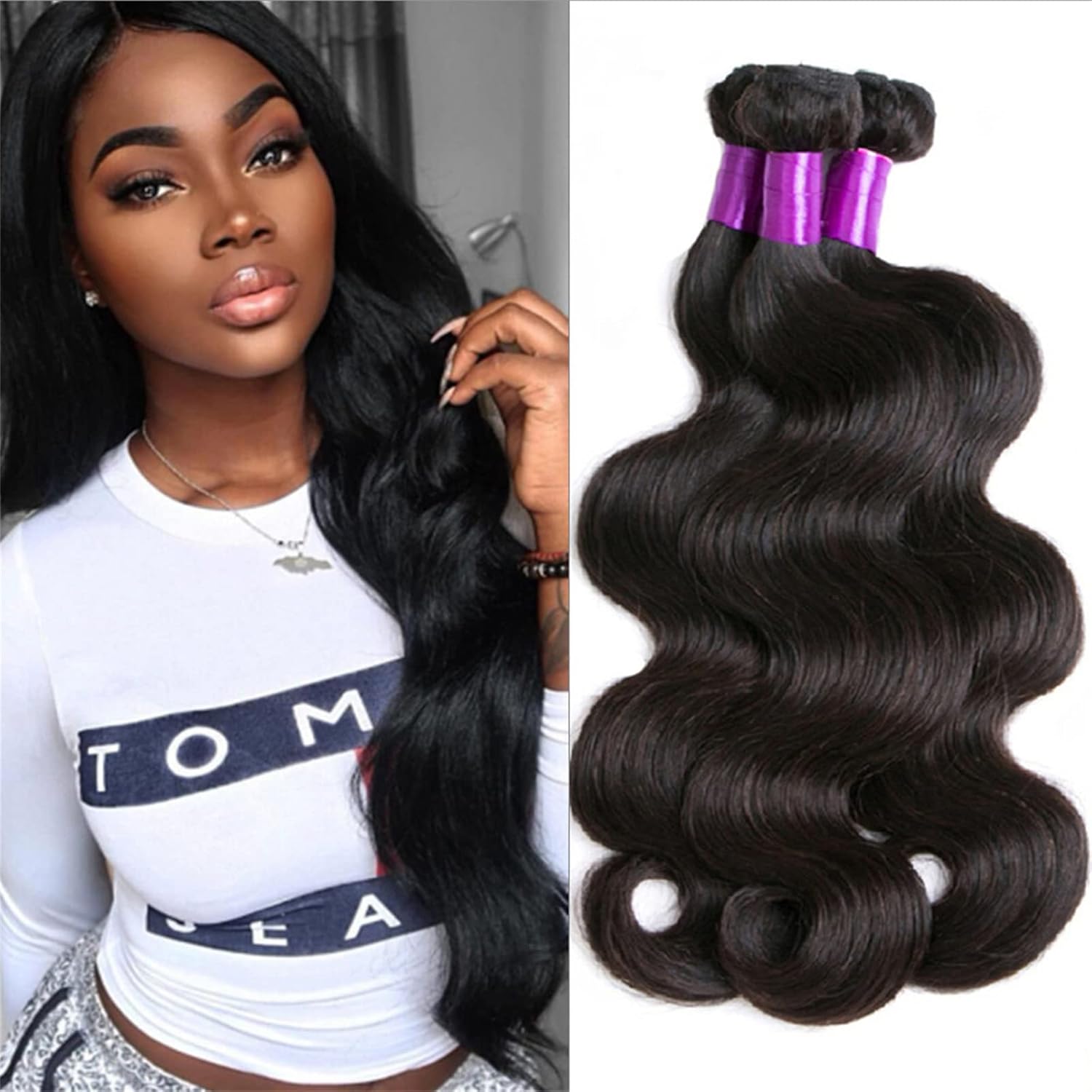 Brazilian Hair Body Wave Sew In 100% Soft Ombre Sew In Weaving Closure - View #5
