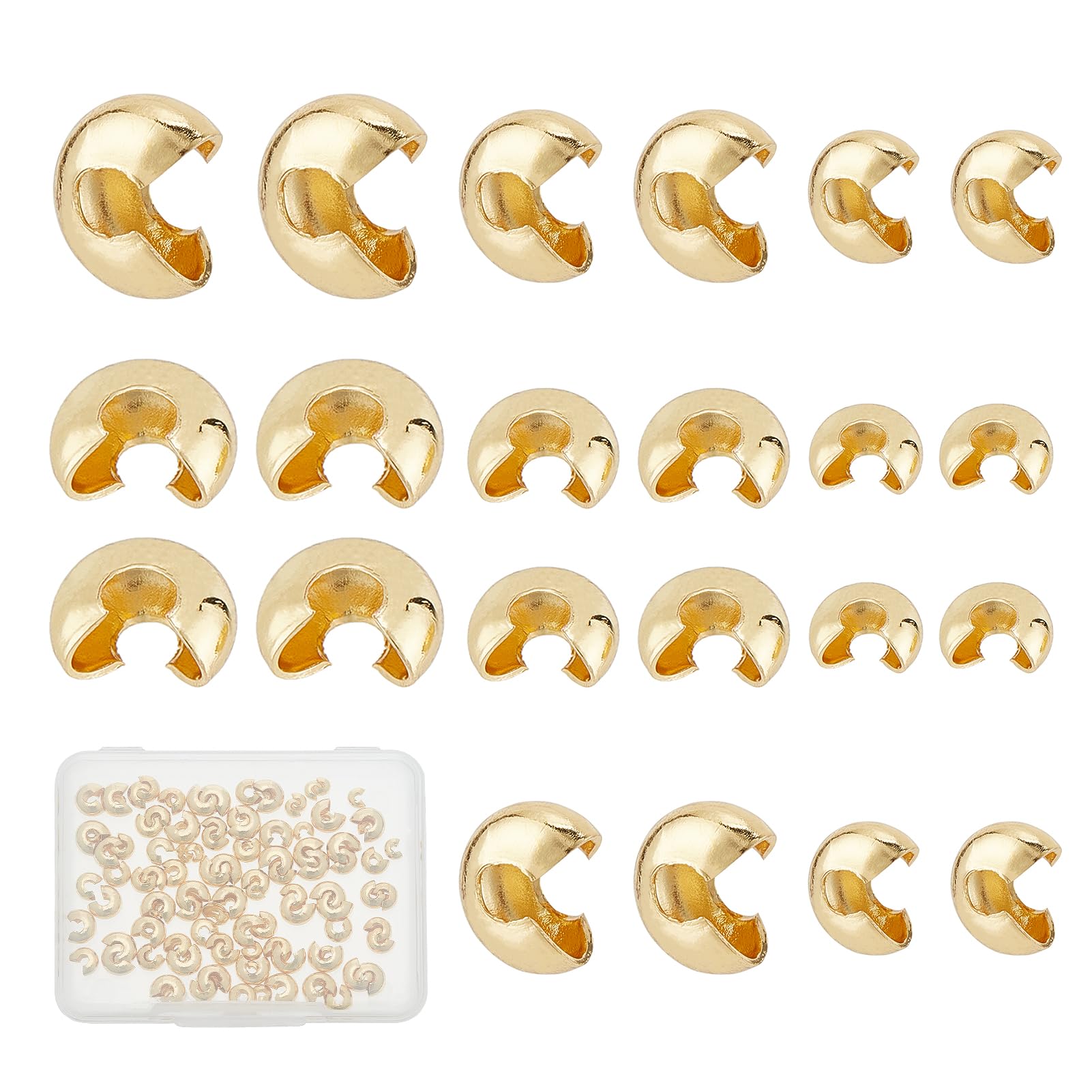 NICENEEDED 120 Pcs Crimp Bead Knot Covers, Half Round Open Crimp Beads Covers