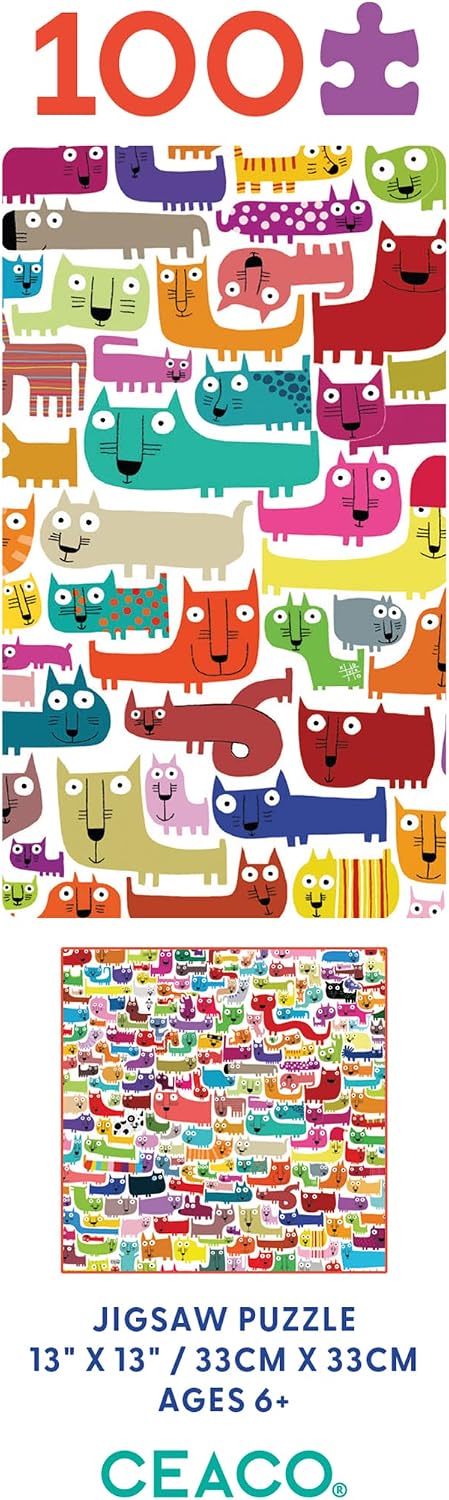 Ceaco - Colorful Cats - 100 Piece Jigsaw Puzzle
