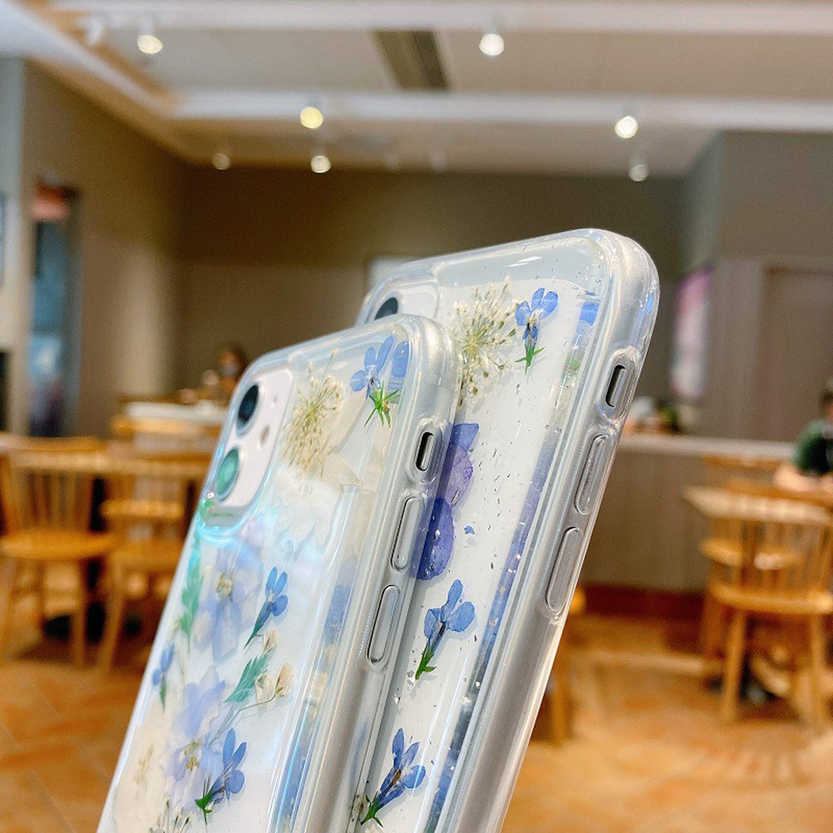 Custodia Fiori Secchi Per IPhone 12 Pro/12 – Cover Floreale Artigianale Con Narcisi Bianchi – Morbida E Sottile Con Ricarica Wireless
