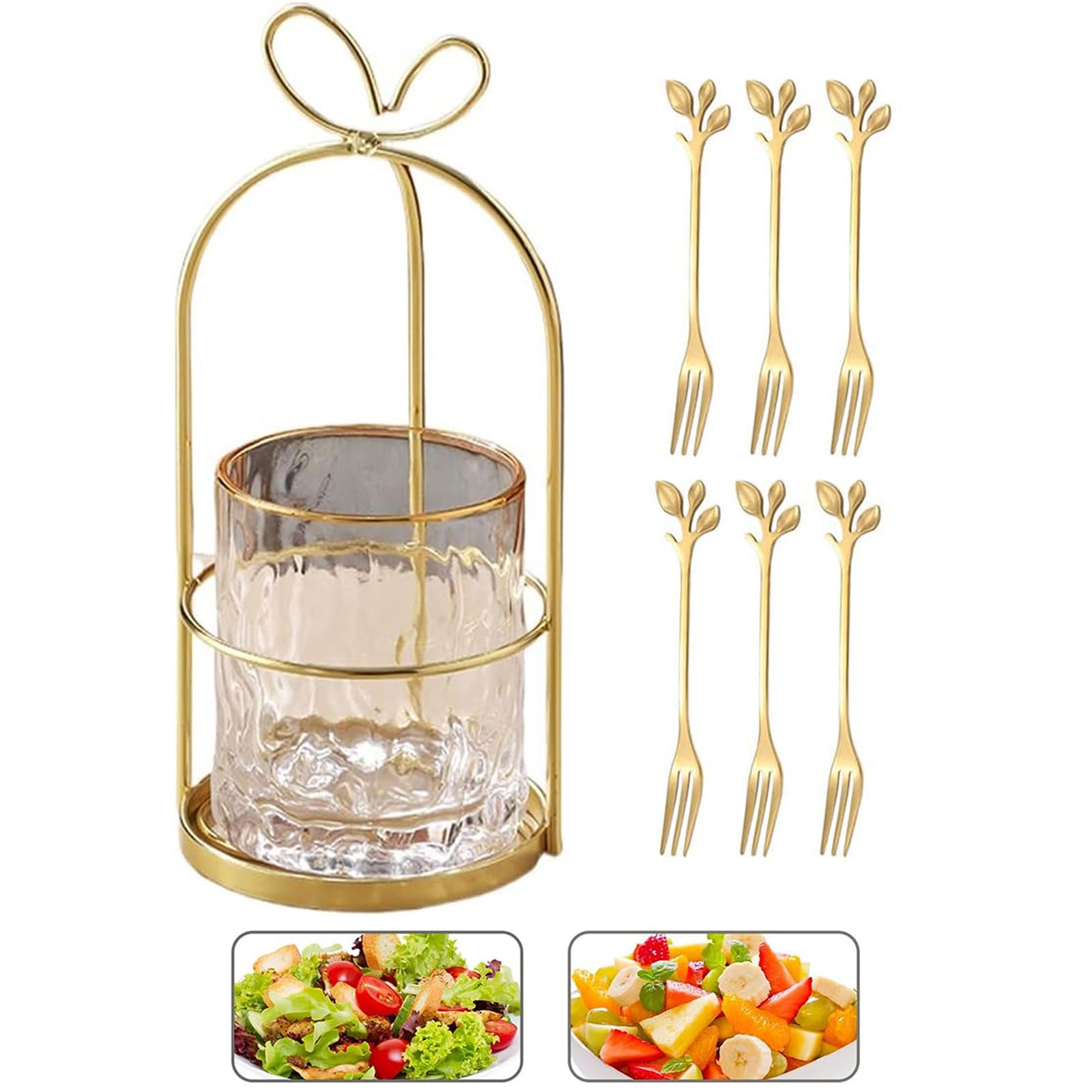 Fourchettes de dessert en acier inox et leur socle déco haut de gamme