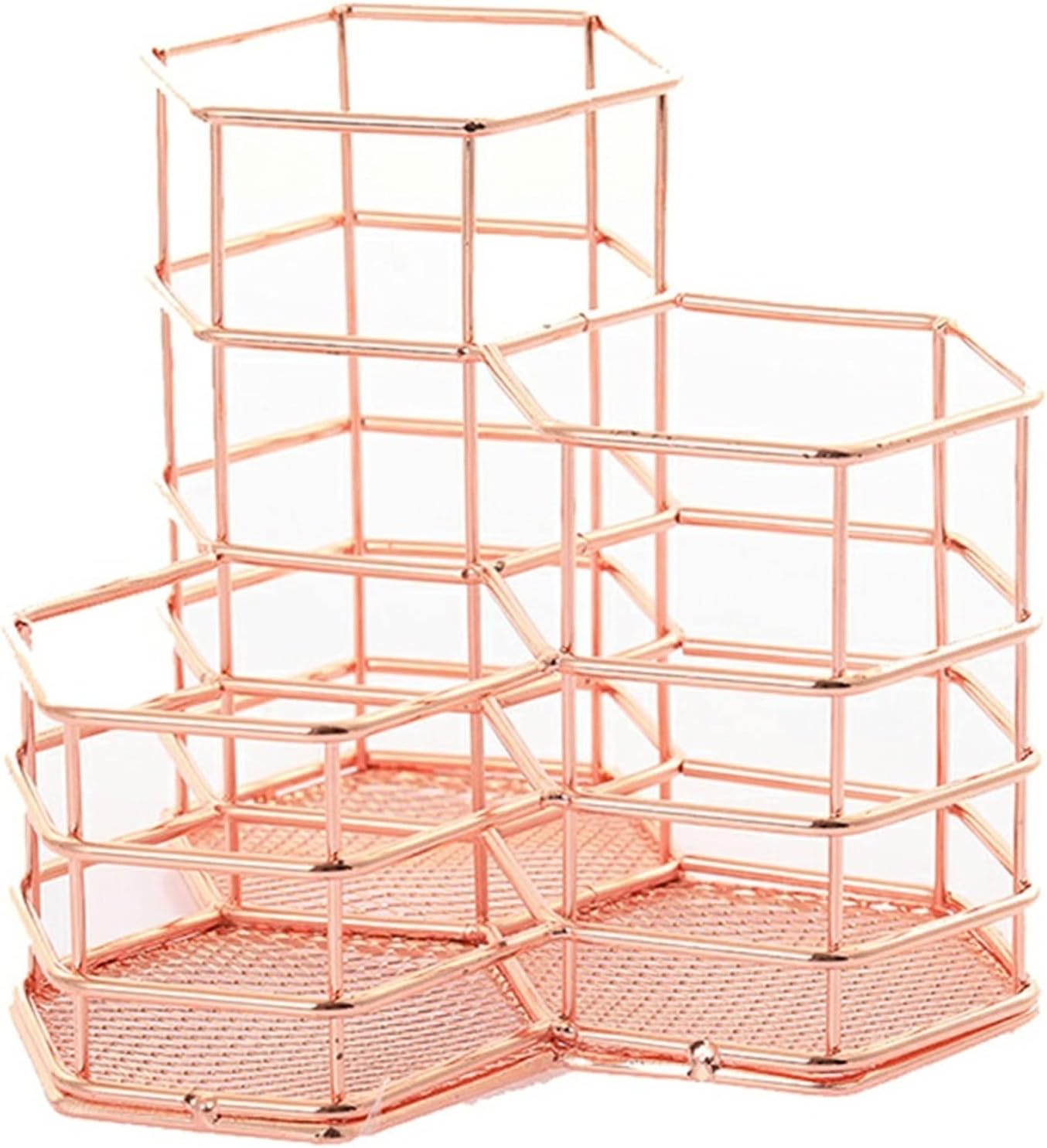 Wrought Iron Dressing Table Storage Bucket Lipstick Eyebrow Pencil Storage Box Brush Storage Desktop Office Storage Travel Jewelry Box (Color : A)