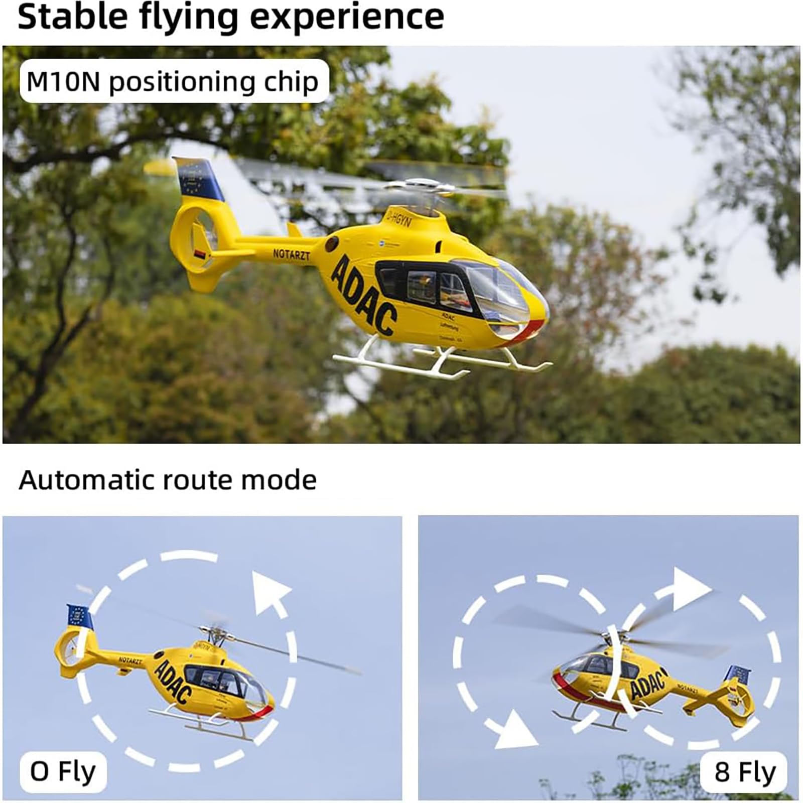 Generico EC135 Elicottero RC RTF EC 135 Scala Elicottero 6CH 470 Dimensioni Elicotteri Rc 4 Lame EC-135 Giallo 1:16 6CH Elicotteri per Adulti