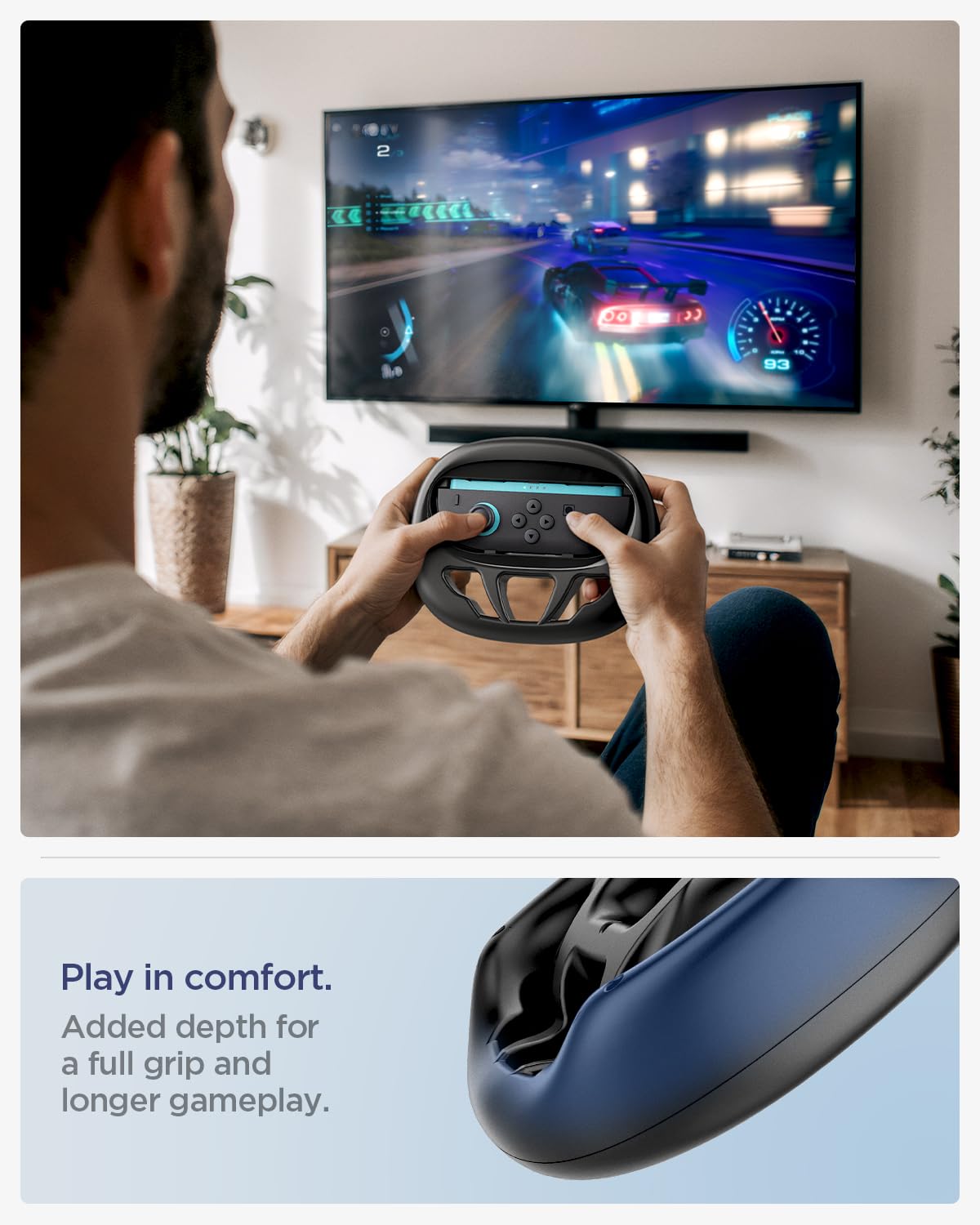 Spigen Steering Wheels Designed for Nintendo Switch 2 JoyCon Controllers (2025) Racing Wheels for Mario Kart World / 8 Deluxe, 2 Pack - Black - Image 4