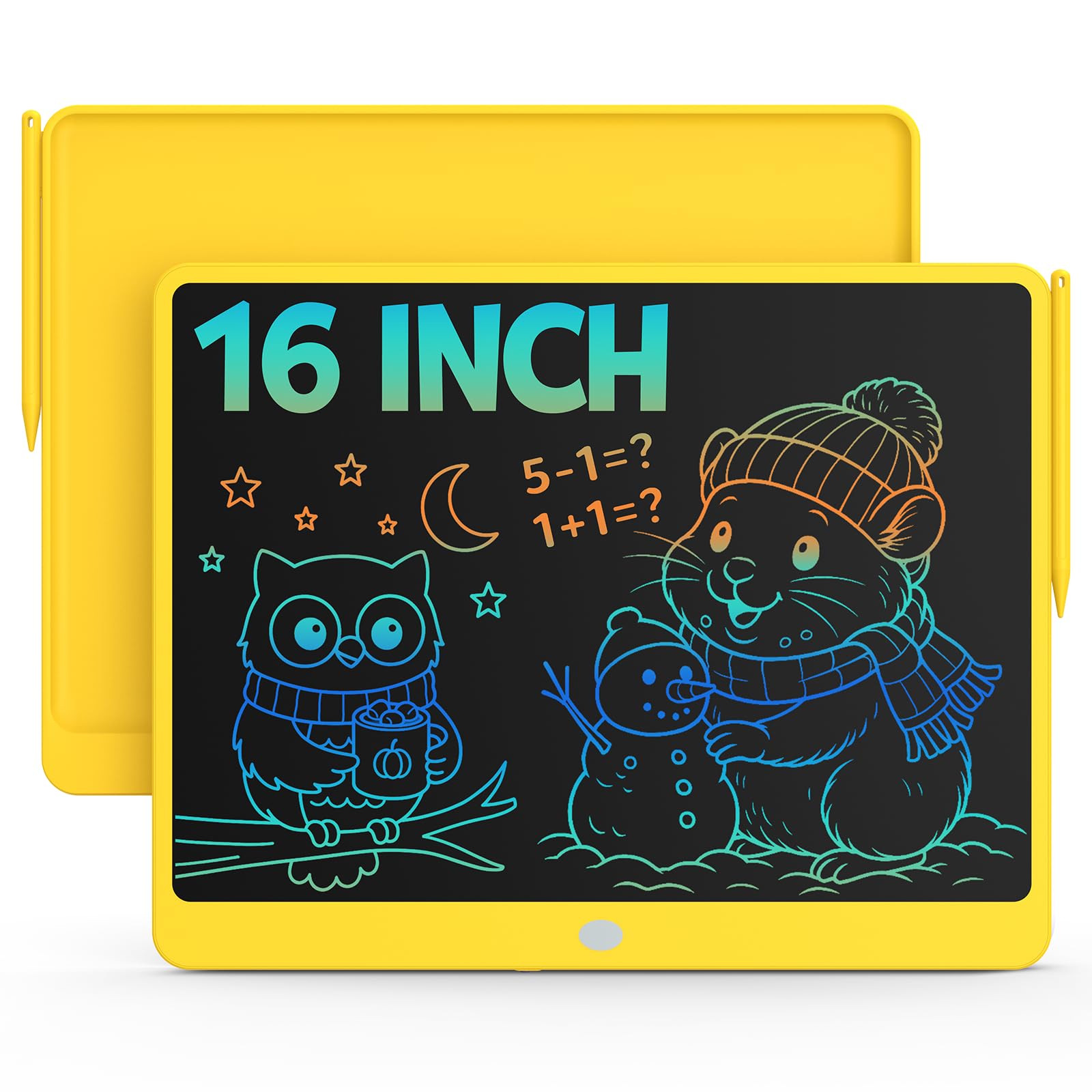 Bravokids 16 Inch LCD Writing Tablet for 3-8 Year Olds - Electronic Drawing Pad and Doodle Board as Educational Birthday Gifts for Girls and Boys (Yellow)