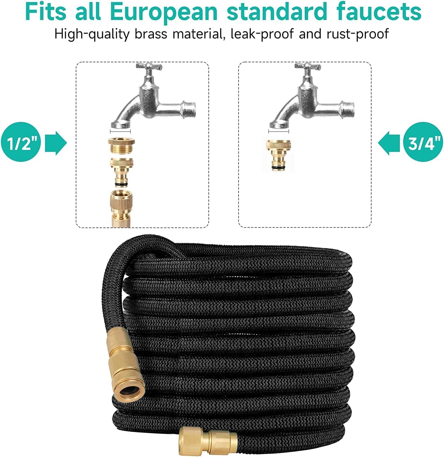 Tubo da giardino espandibile da 30 m, flessibile, retrattile, ugello a spruzzo a 7 funzioni, per giardinaggio, lavaggio auto, bagno di animali