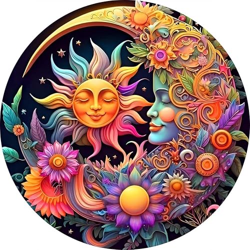 RYMILIE Kits de pintura de diamantes para adultos  Sol y Luna DIY 5D Kits de arte de diamantes de perforación completa Puntos de diamante Pinturas