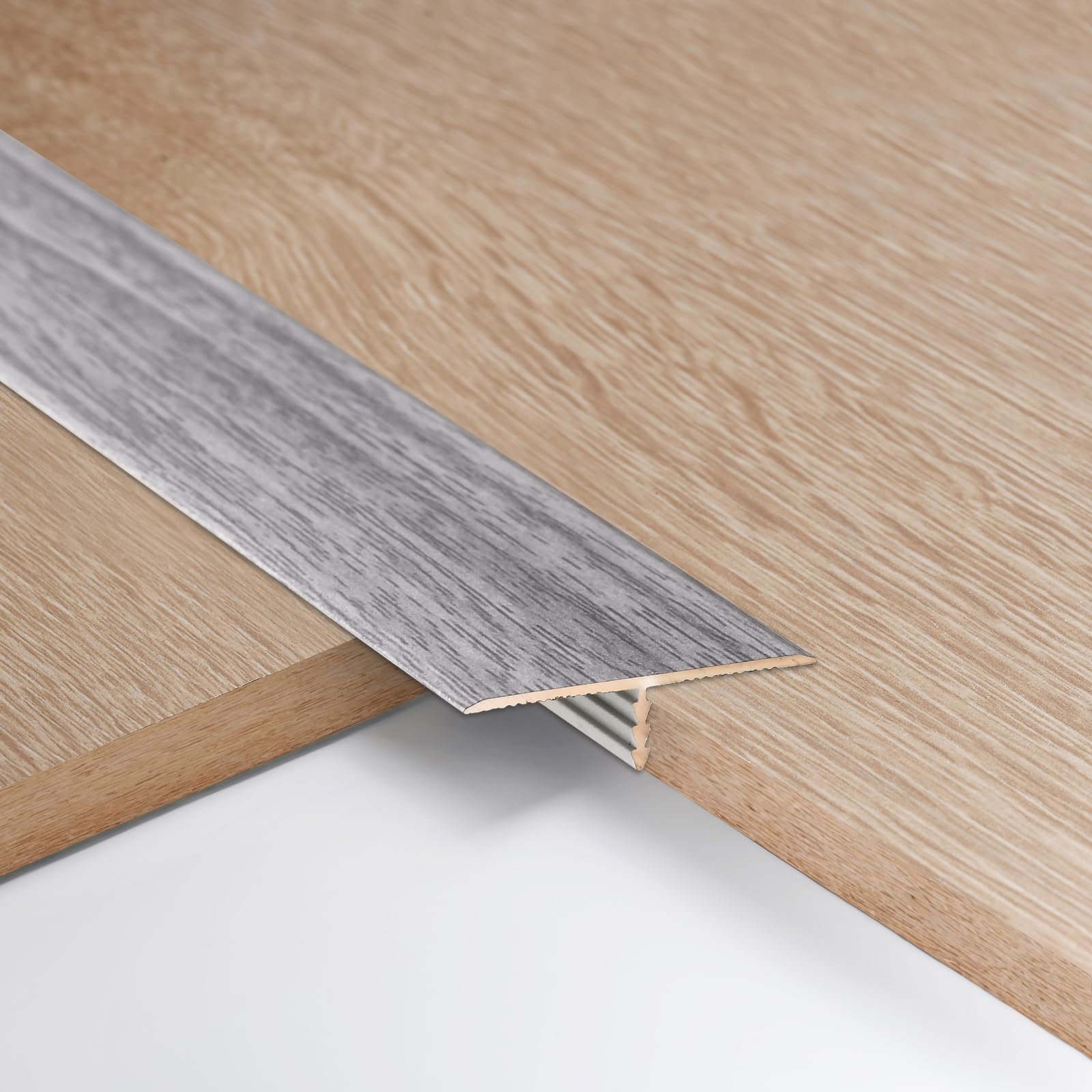 3pcs 3.3cm Aluminum T Molding Floor Transition Strip Metal Flat Divider Strip for Joining Floor Gaps Laminate Profile Flooring Edge Trim Cover Strips,0.9m Grey