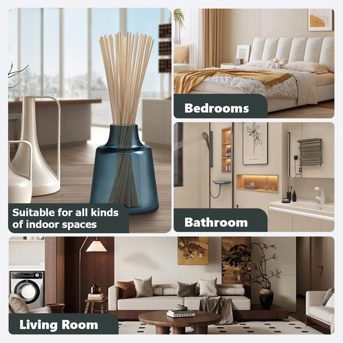 Set de difusor de Varillas 30 Piezas, Varillas difusoras de Fibra de ratán, aptas para hogares, oficinas, hoteles y spas (30 cm × 4 mm) (Color Madera Natural)
