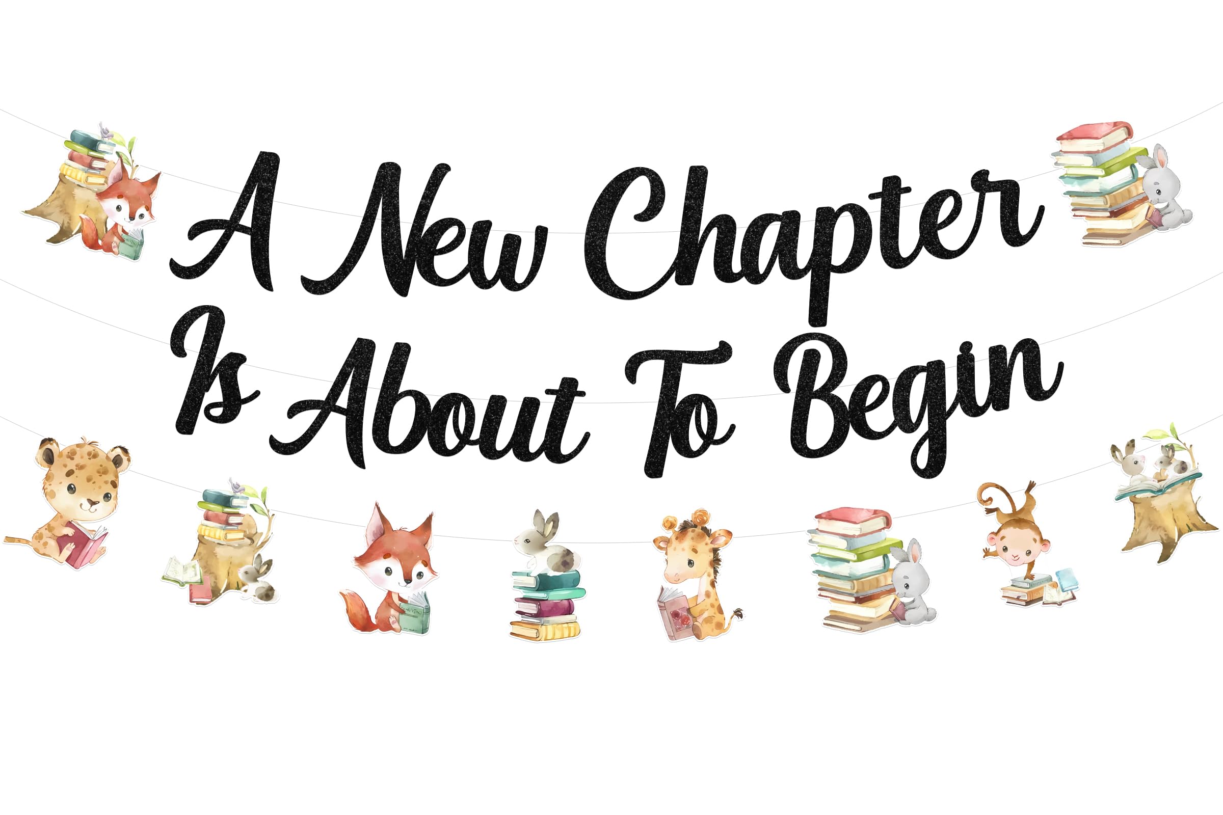 JOYMEMO A New Chapter is About to Begin Banner with Garland - Storybook Baby Shower Decorations, Storybook Theme Forest Woodland Animals Party Supplies for Pregnancy Celebration Newborn