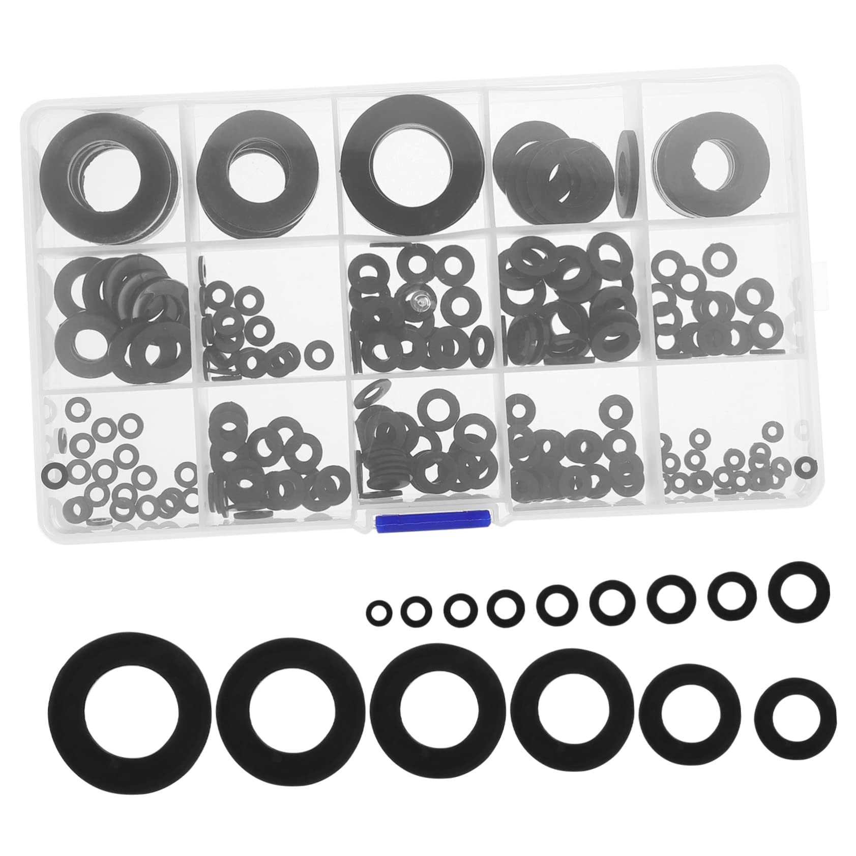 Rondelles D’étanchéité Plates Noires 215 Pièces en Plastique