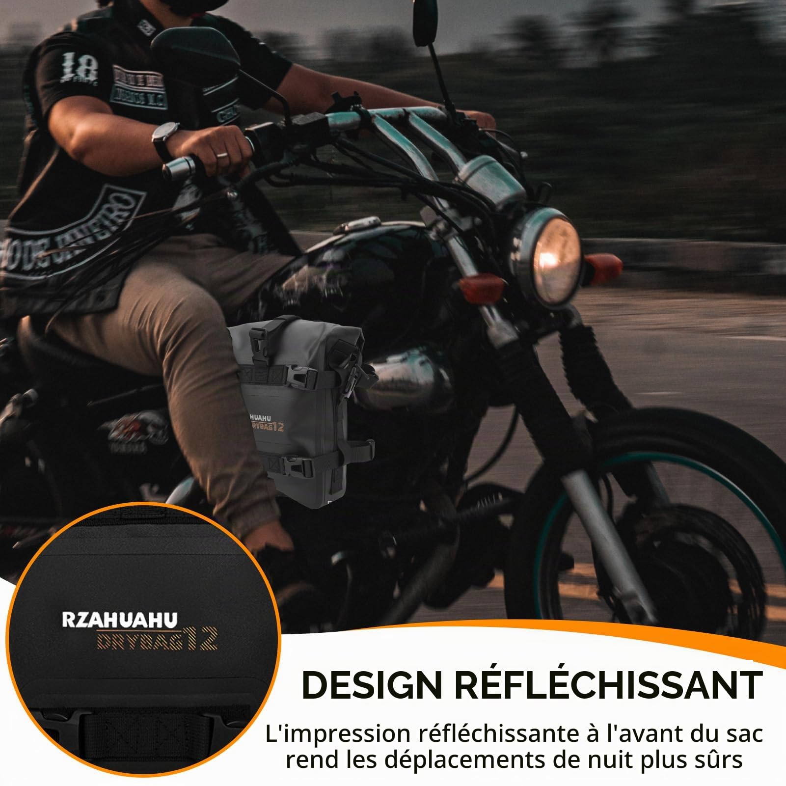 HERCHR Sacoche pour Pare-Chocs de Moto, 4L Sacoche Arrière de Moto Sacoche Latérale Coussinets Antidérapants Épais Universels pour Sac Protection Contre Collisions Sac Étanche à Ouverture Rapide