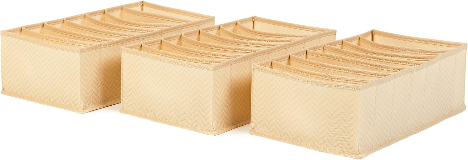 Ocean Home Textile 3'lü 7 Bölmeli Bej Balıksırtı Çekmece Düzenleyici Set