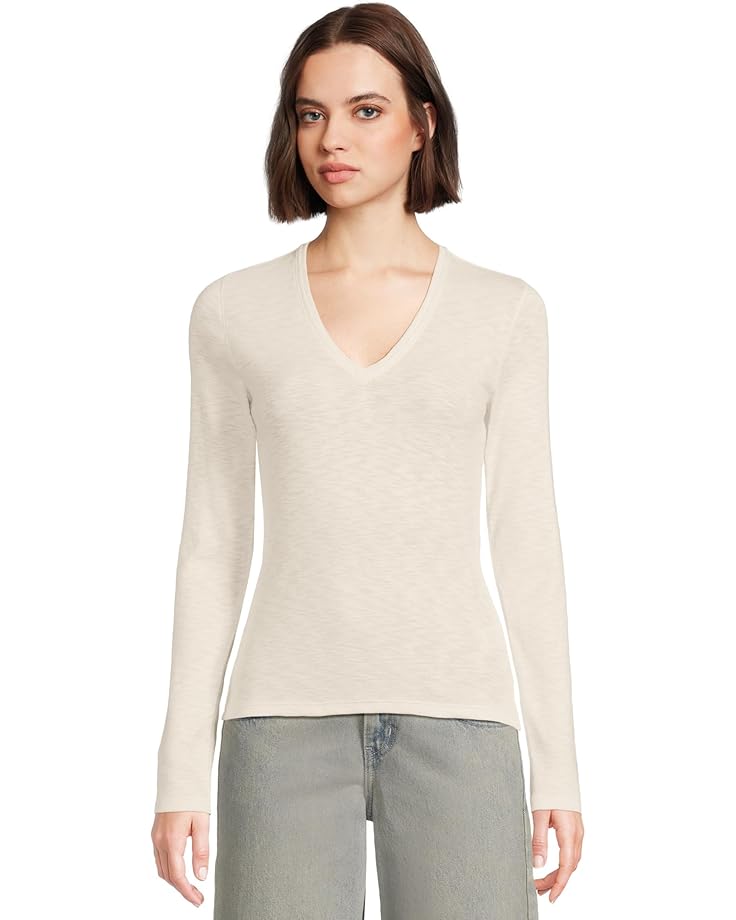 Lilla P Rib Slub Long Sleeve V-Neck - Main View