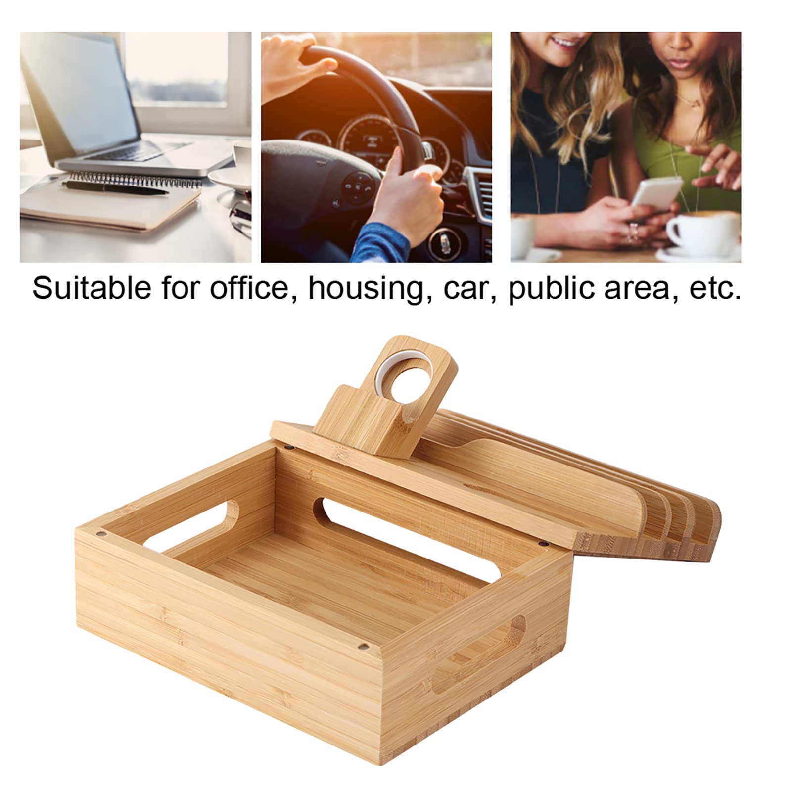 Stazione di Ricarica in Legno per Più Dispositivi, Stazione di Ricarica Tutto in Uno per Telefono Tablet Smart Watch, Organizer per Caricabatterie da Scrivania (Solo Stazione)