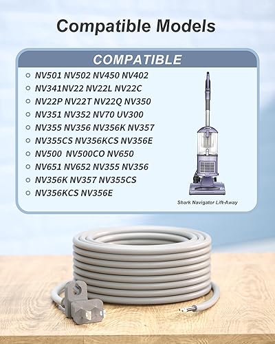 Miniatura 3 de VHBW Cable de vacío de repuesto para Shark Navigator Lift-Away Pro NV355 NV356 NV356K NV357 UV400 UV540 NV36 NV60 NV80 NV360 NV370 NV585 NV501 NV502
