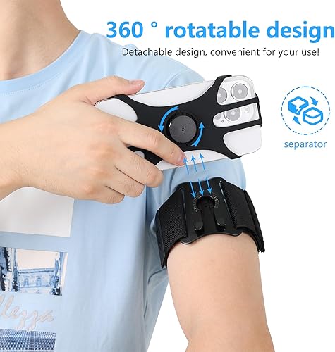 Miniatura 8 de Brazalete universal para teléfono y muñequera giratorio 360 grados para correr, trotar, gimnasio, entrenamientos, iPhone 14, 13, 12, 11 Pro Max,