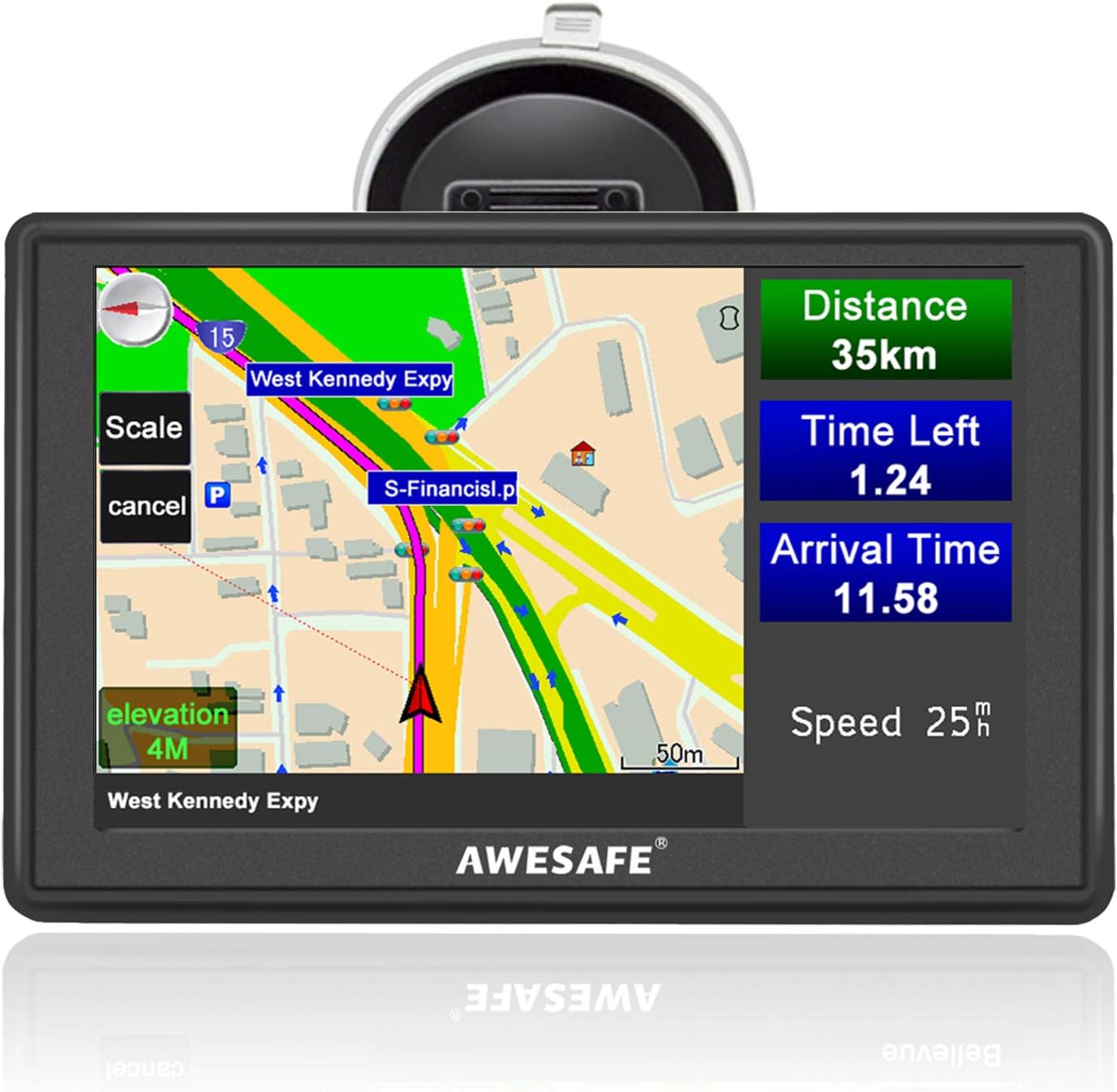 AWESAFE Sat Nav, 5 inch Truck Satnav 2022 Europe UK Ireland Maps GPS Navigation for Car Truck Lorry HGV Caravan Motorhome, Sat Navs for Cars UK Postcodes, Speed Camera Alerts & POI Lane Assist