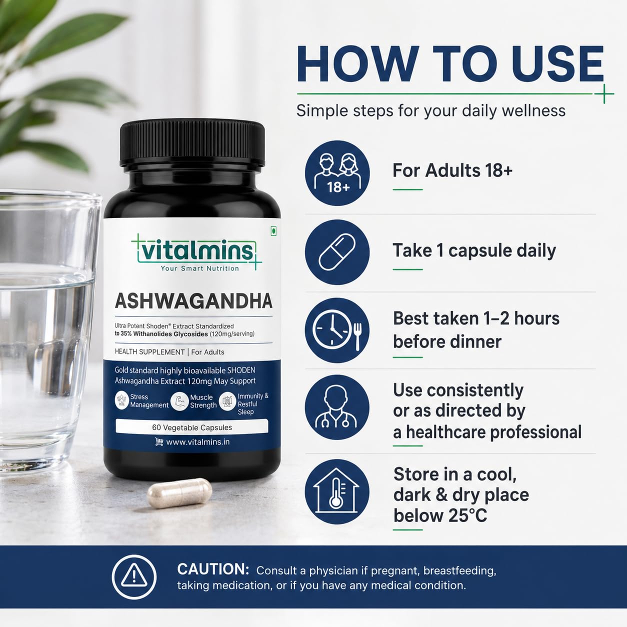 Ashwagandha Capsules with SHODEN® Extract, 35% Withanolide Glycosides, Stress Management and Immunity Support, 60 Vegetable Capsules — Amazon image 6