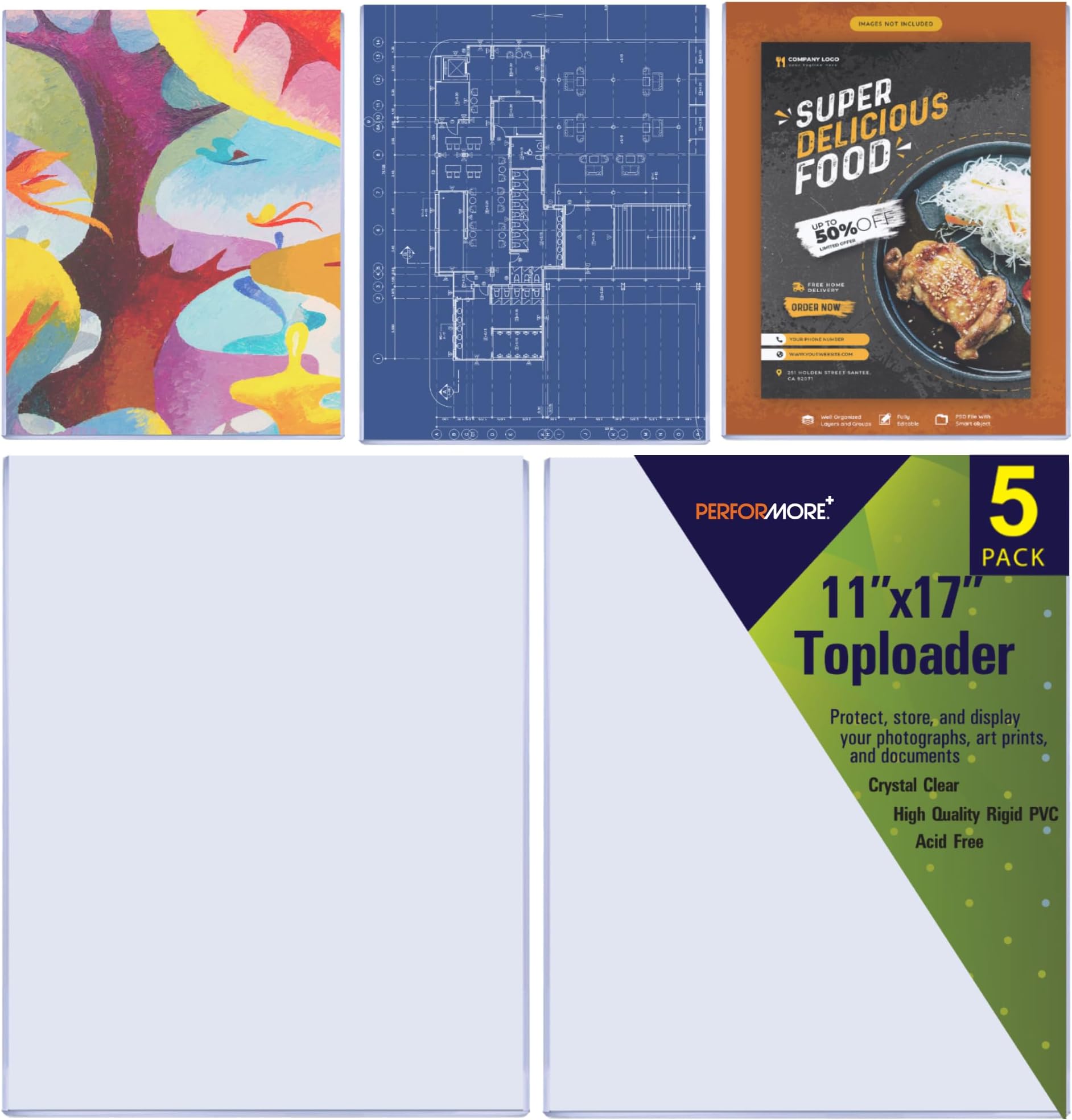 11 x 17 Sheet Protectors, Landscape View, 25 Pack, Side