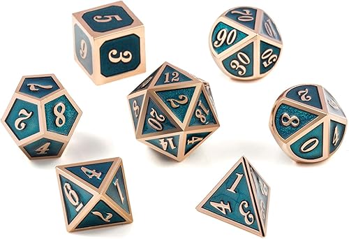 Miniatura 193 de DNDND - Juego de dados de metal para D&D, 7 dados DND verdes con caja de metal para juegos de rol como Dungeons and Dragons y juegos de mesa verde