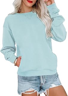 RANPHEE Womens Long Sleeve Fall Tops Crew Neck Loose Fit Fashion Trendy Clothes Pullovers Sweatshirt with Pockets