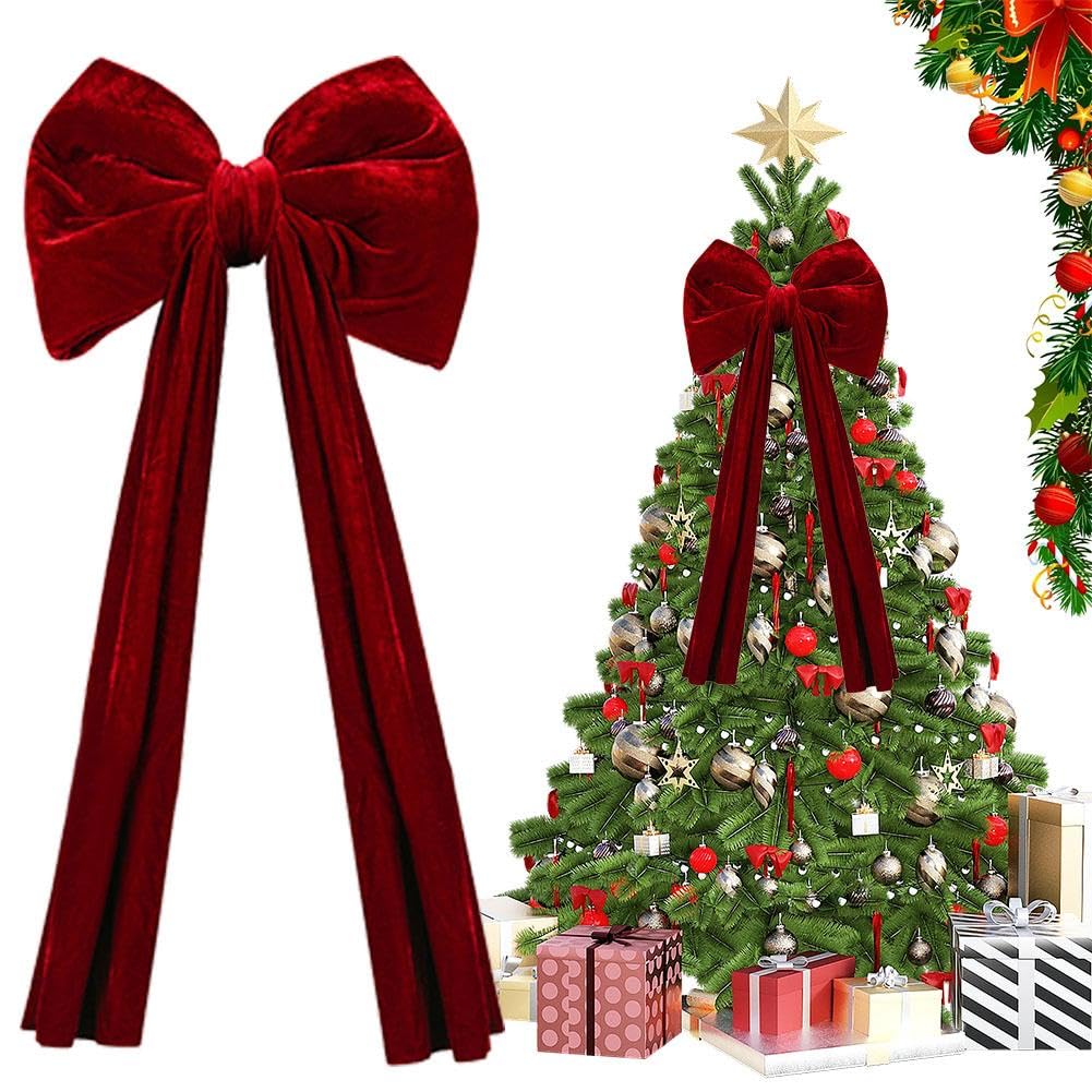 Fiocco Di Natale Luminoso HOVUK - Argento 43 Cm - LED Multicolore A Batteria - Per Porta, Albero E Regali - 4