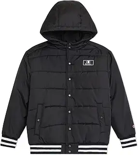 Champion(チャンピオン) パファージャケットHooded Ripstop Puffer Jacketボーイズ | フルジップ耐久性リップストップフード付きポリフィル断熱パファージャケット